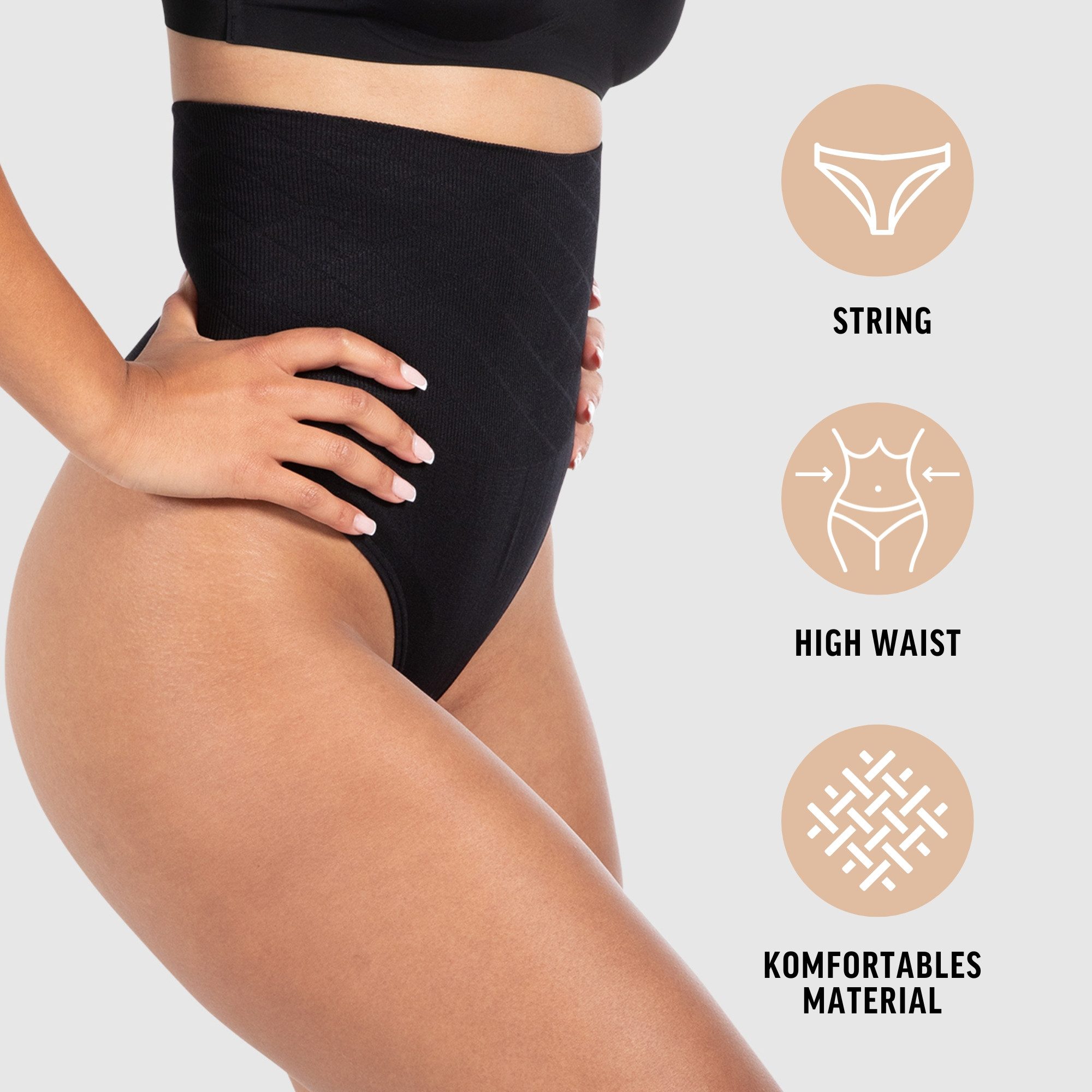 Smilodox String Nysa, High Waist String Seamless Tanga, figurformend Bauchkontrolle Unterwäsche Tange Slips Unterhose