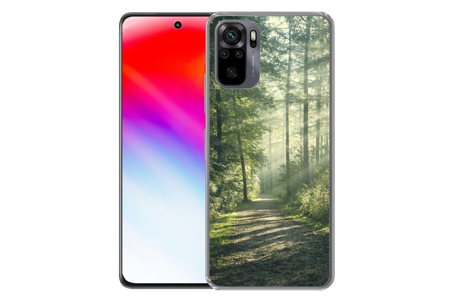 MuchoWow Handyhülle für Xiaomi Redmi Note 10 Pro Wald - Weg - Sonne - Bäume - Grün - Natur, Phone Case, Silikon, Schutzhülle Dünn