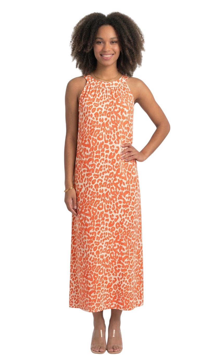 Sa-Lucca Sommerkleid lang mit Leo-Muster in verschiedenen Farben