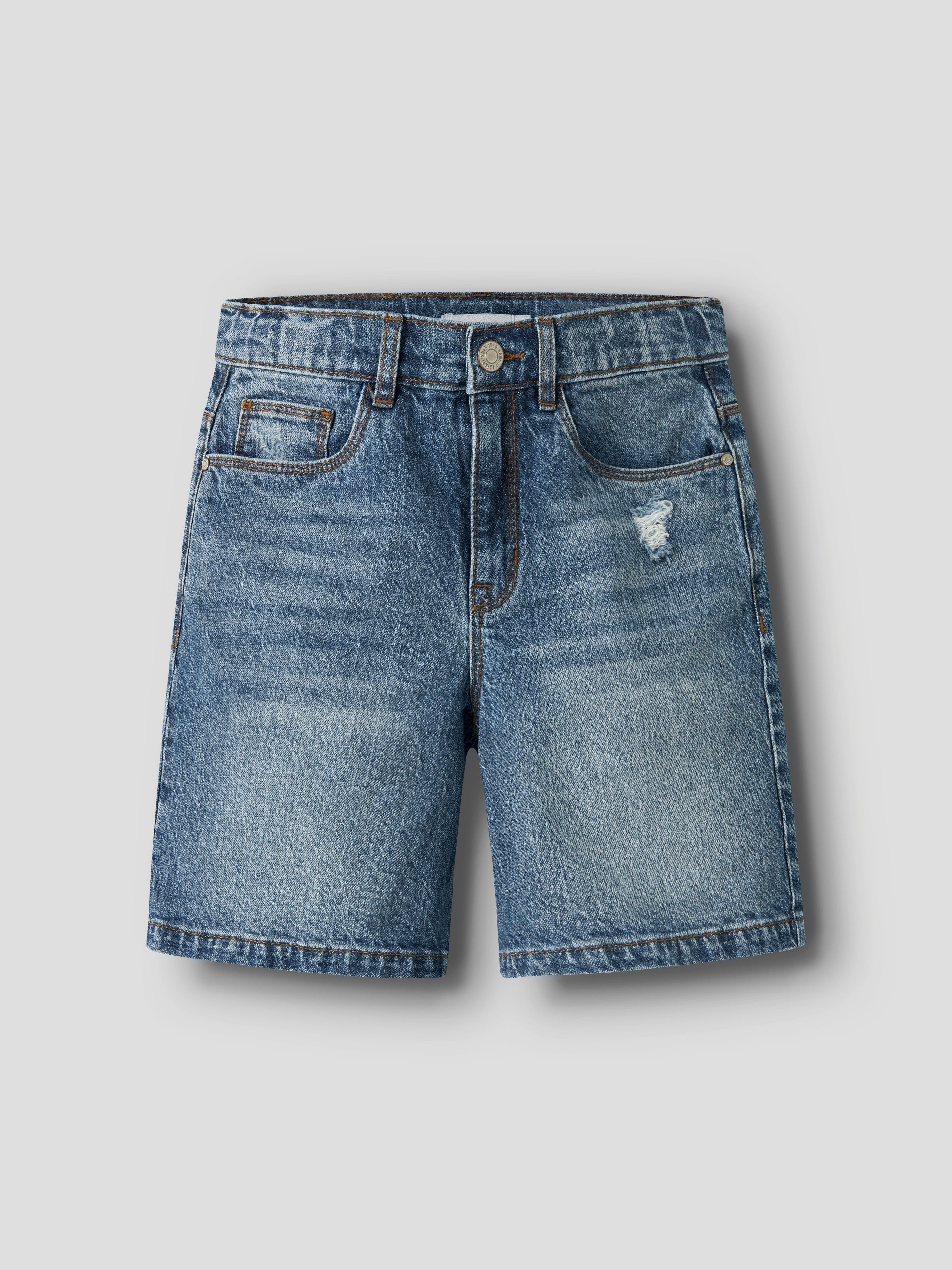 Name It Jeansshorts NKFROSE HW LONG DNM SHORTS 1160-TK Baumwollmischung, Destroyed Effekt