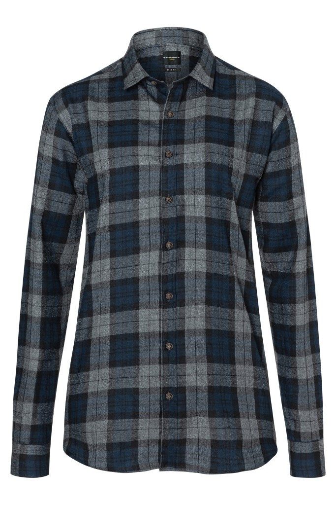 Karlowsky Fashion KARLOWSKY Damen Flanellbluse URBAN-STYLE Langarm Marine kariert