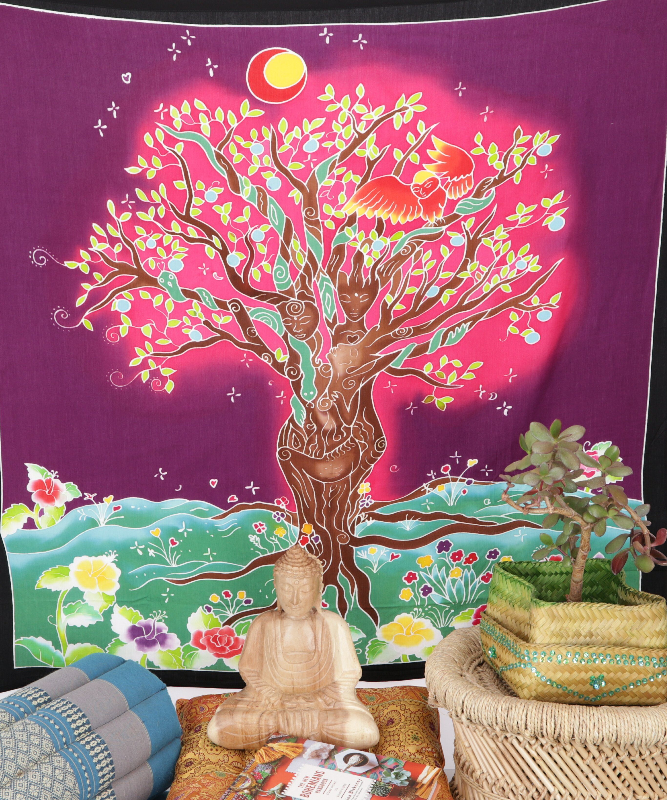 Wandteppich Wandbehang, Wandtuch, Wandbild, Batiktuch -..