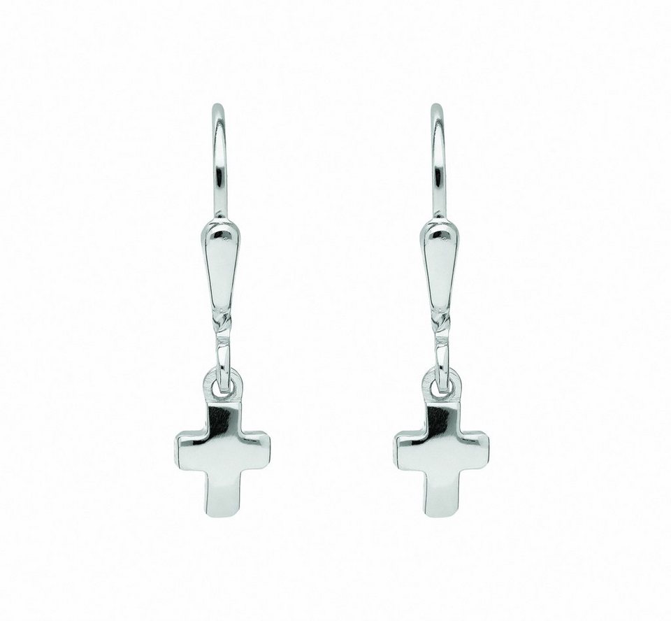 Adelia´s Paar Ohrhänger 1 Paar 925 Silber Ohrringe / Ohrhänger Kreuz,  Silberschmuck für Damen & Herren
