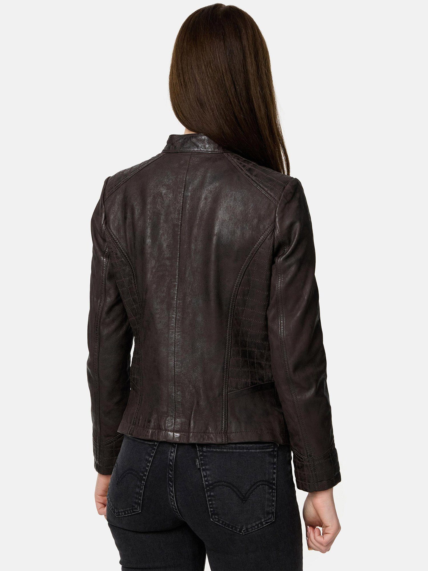 Tazzio Lederjacke F522 moderne & zeitlose Damen Jacke im Biker Look