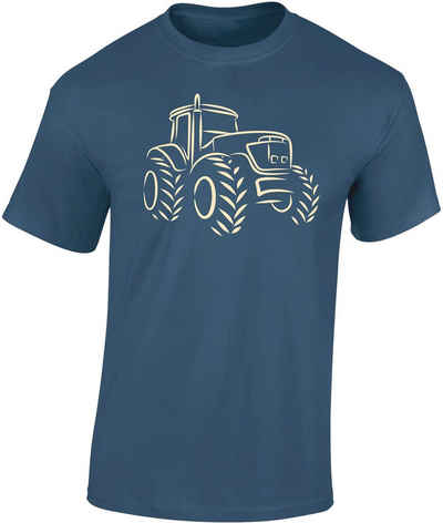 Baddery Print-Shirt Traktor T-shirt Männer, Trecker Tshirt Herren, Landwirt Bauer Shirt hochwertiger Siebdruck, auch Übergrößen, aus Baumwolle