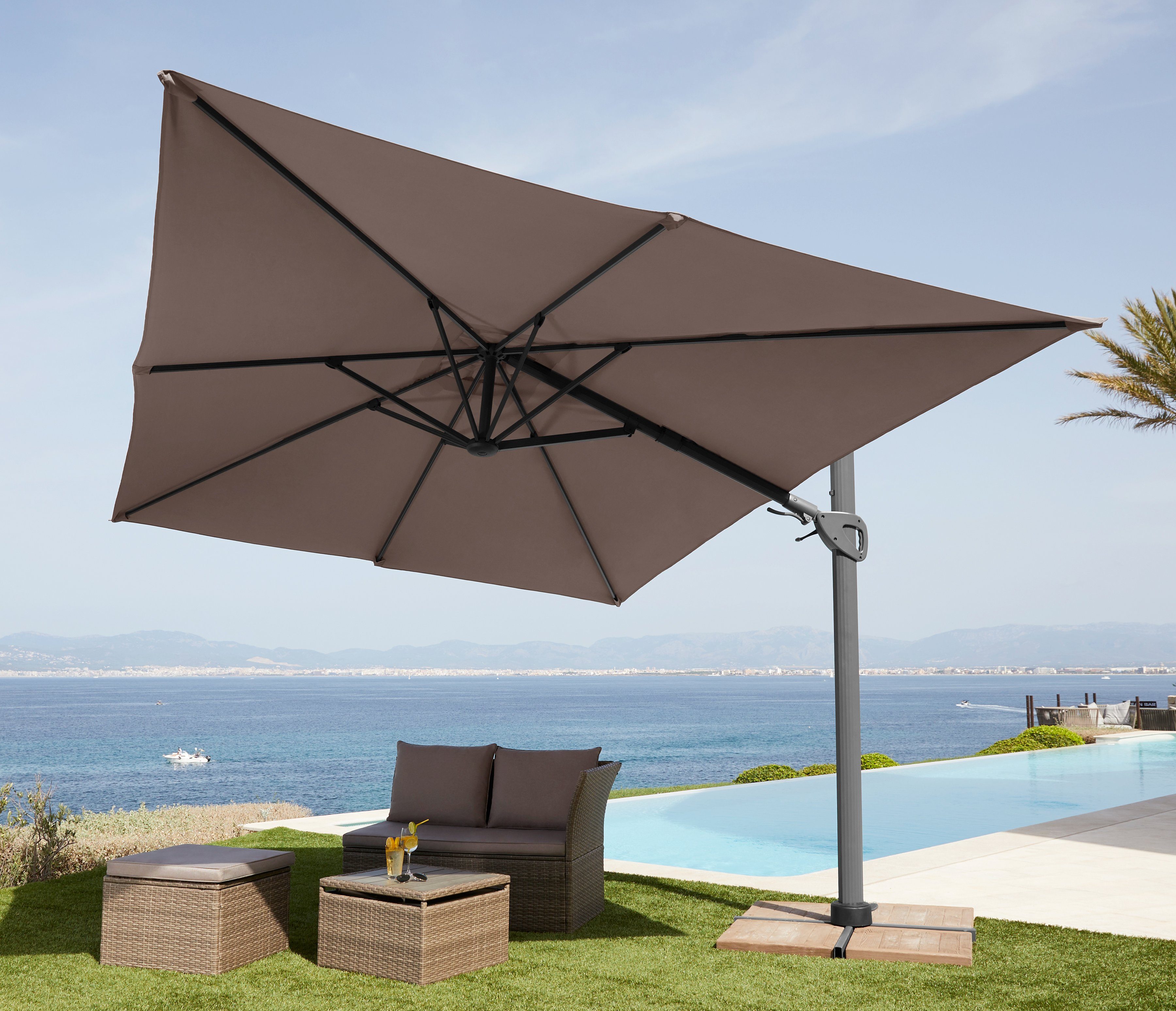 GARTEN GUT Sonnenschirm »Big Roma«, Mit praktischem Kurbelmechanismus