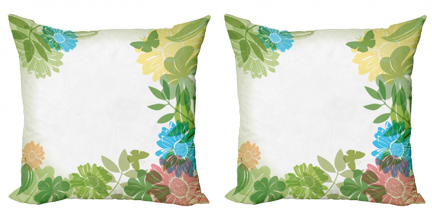 Natur Doppelseitiger (2 Abakuhaus Stück), Accent Flower Kissenbezüge Green Modern Digitaldruck, Laub