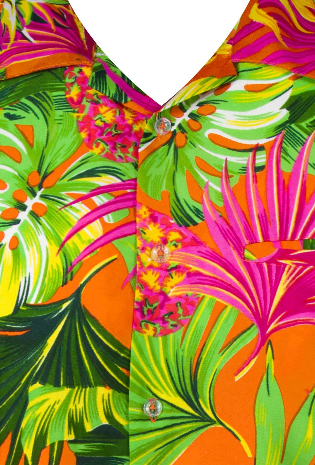 King Kameha Hawaiihemd Pineapple Leaves Funky Hawaii-Hemd Kurzarm Front-Tasche Unisex
