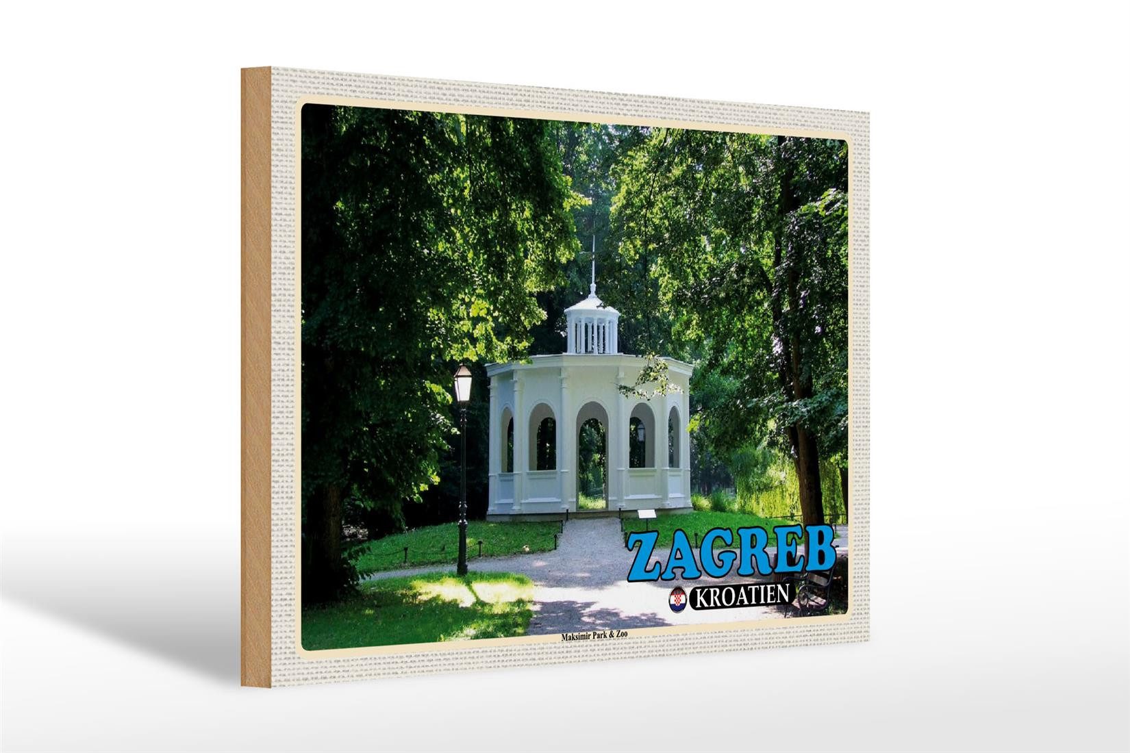 Femer GmbH Holzbild Reise 30x20cm Zagreb Kroatien Maksimir Park & Zoo, (1 St), Glatte Holzfaserplatte (MDF), vorn beschichtet