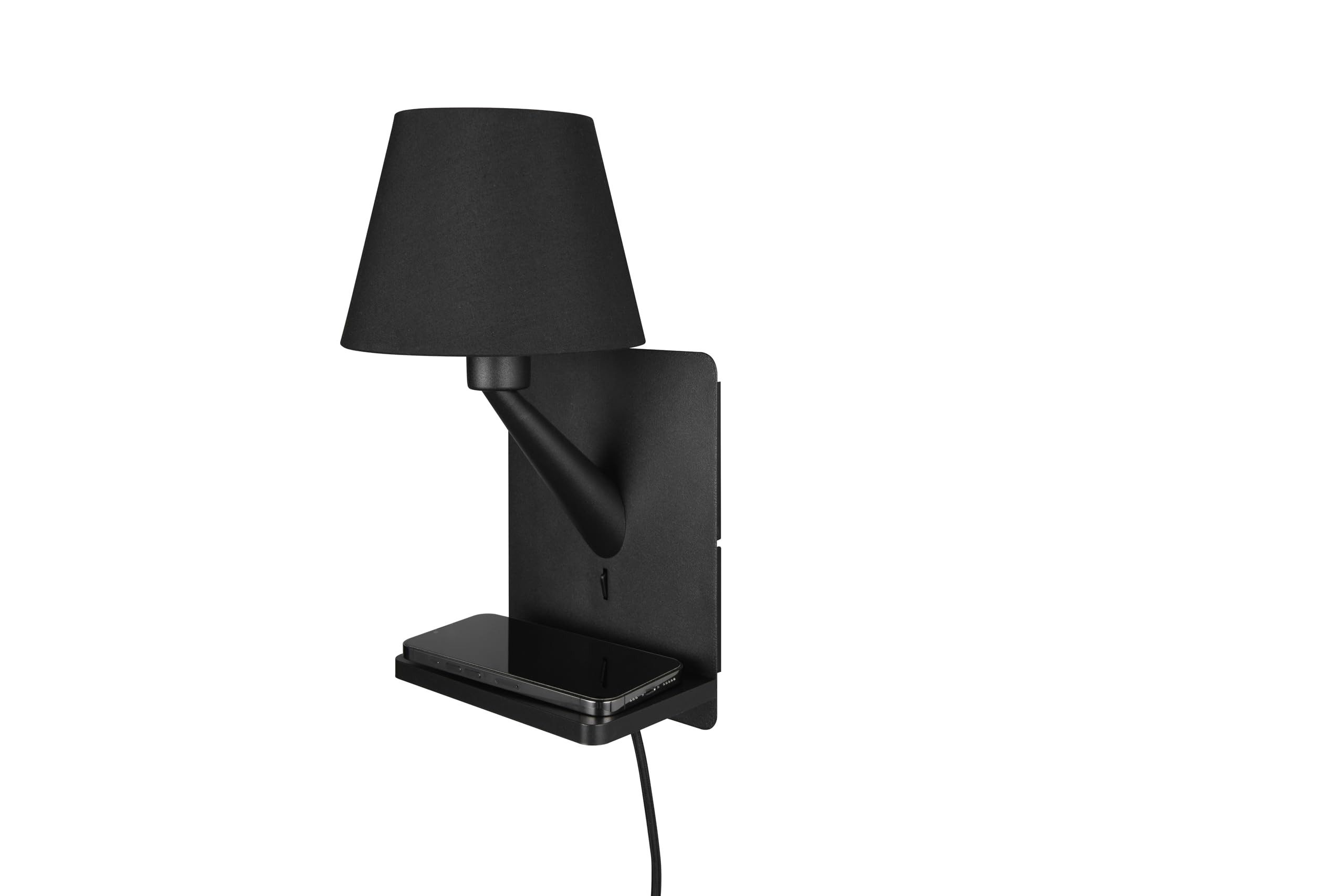 lightling Wandleuchte Costa, ohne Leuchtmittel, FLEXconnect, induktive Ladestation, Ein- und Ausschalter, schwarz matt