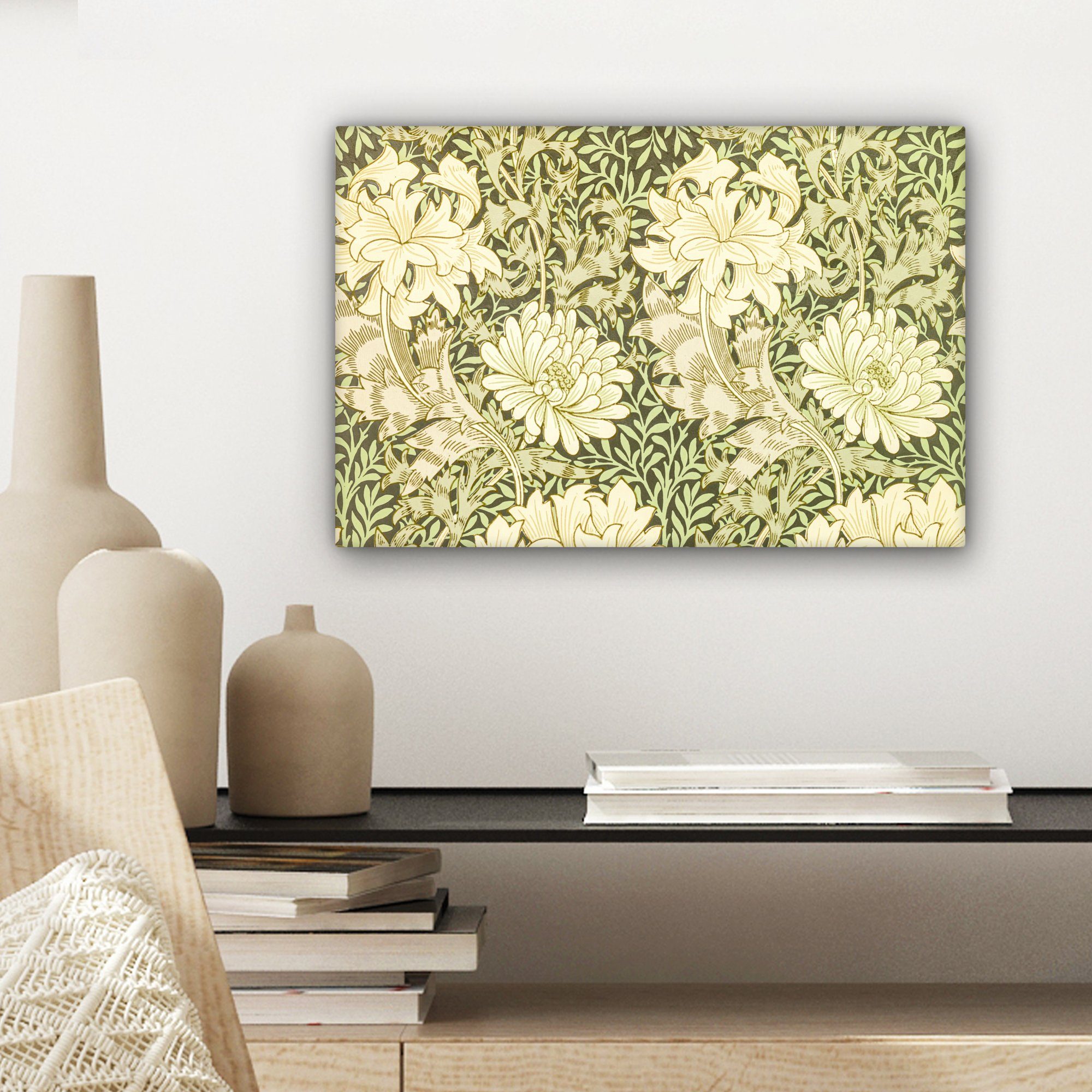 cm 30x20 (1 St), Gemälde - Grün Wanddeko, Rosen OneMillionCanvasses® Morris, William Leinwandbilder, Wandbild Blumen - Aufhängefertig, -