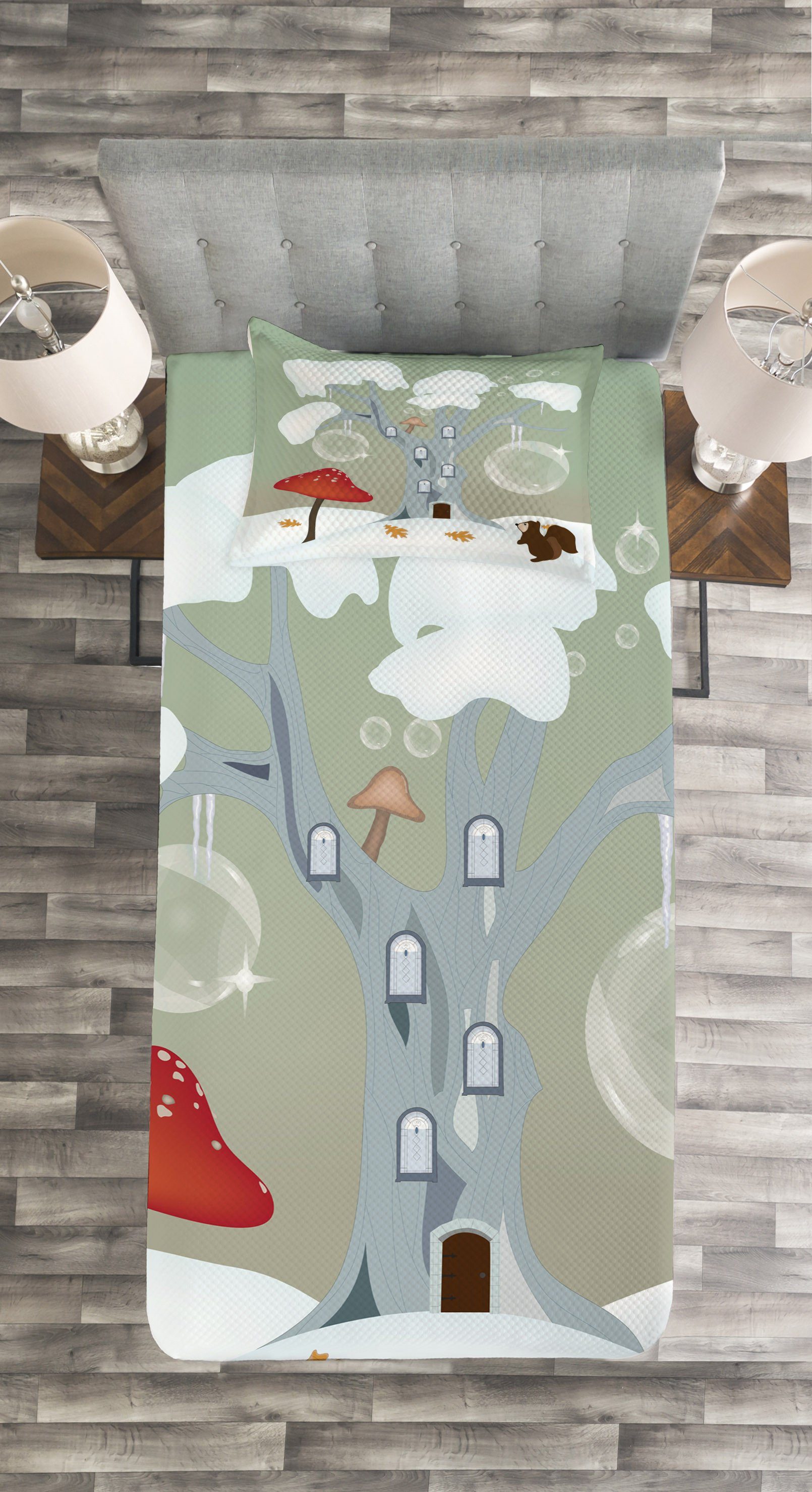 Amanita Abakuhaus, Kissenbezügen Mushroom Waschbar, Set mit Tagesdecke Muscaria Baum