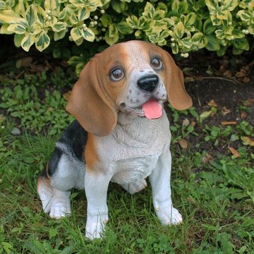 colourliving Tierfigur Beagle Figur sitzend Hundefigur lebensecht Hundefiguren für den Garten (1x sitzend), handbemalt, wetterfest, lebensecht wirkend