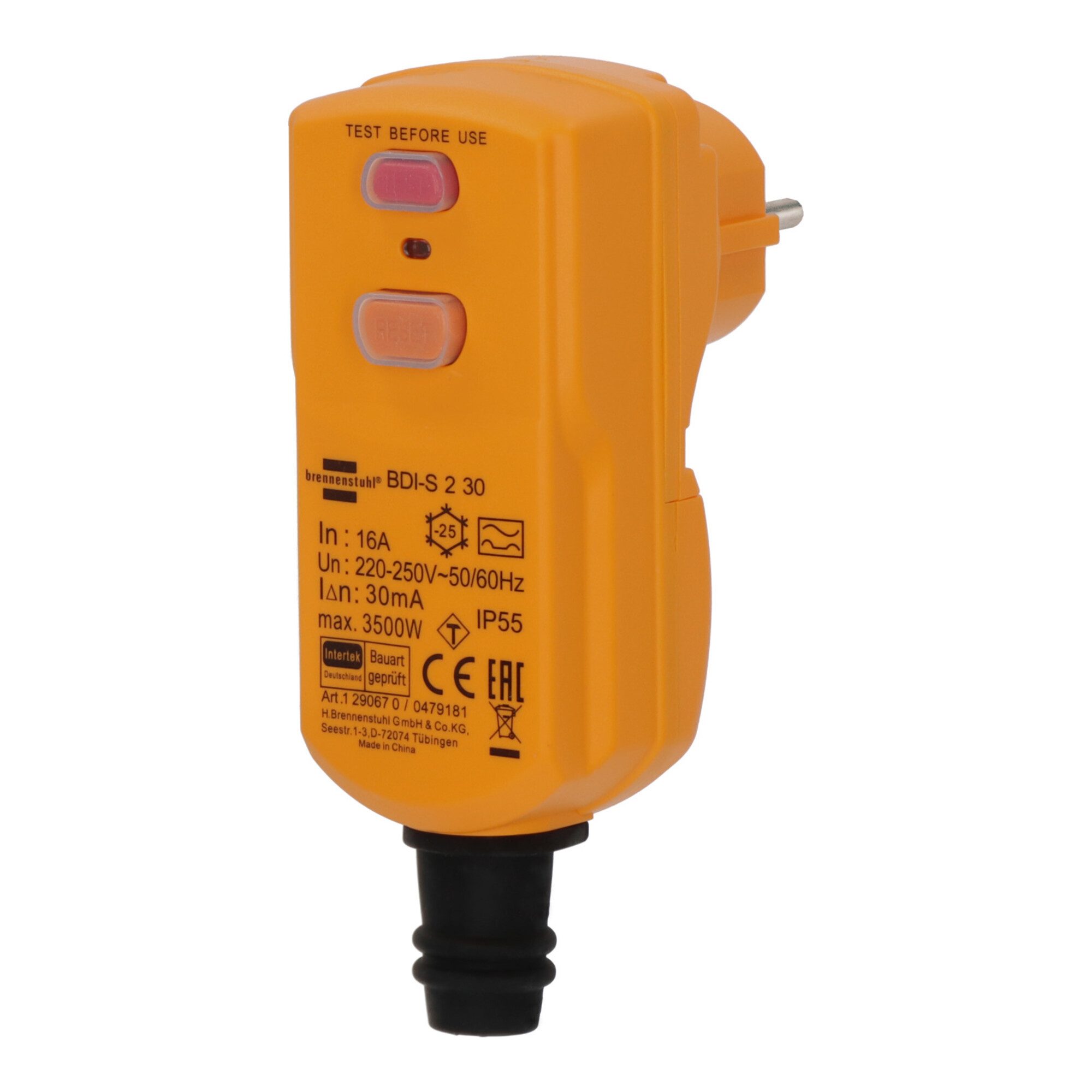 Brennenstuhl Sicherungsmutter Personenschutz-Stecker BDI-S 2 30 IP55