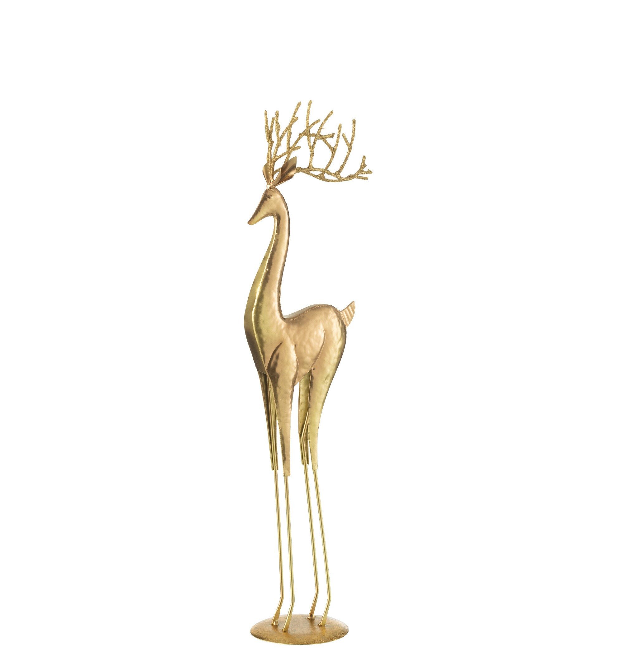 Weihnachtsfigur Rentier Figur gold farbig Metall Dekofigur weihnachtlich