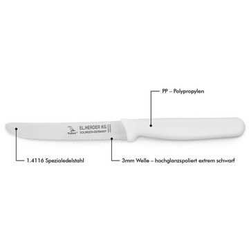 Landshop24 Brötchenmesser Brotmesser Tomatenmesser Tafelmesser 4er Set weiß, Edelstahl (Spezialstahl 1.4116) konisch geschliffen