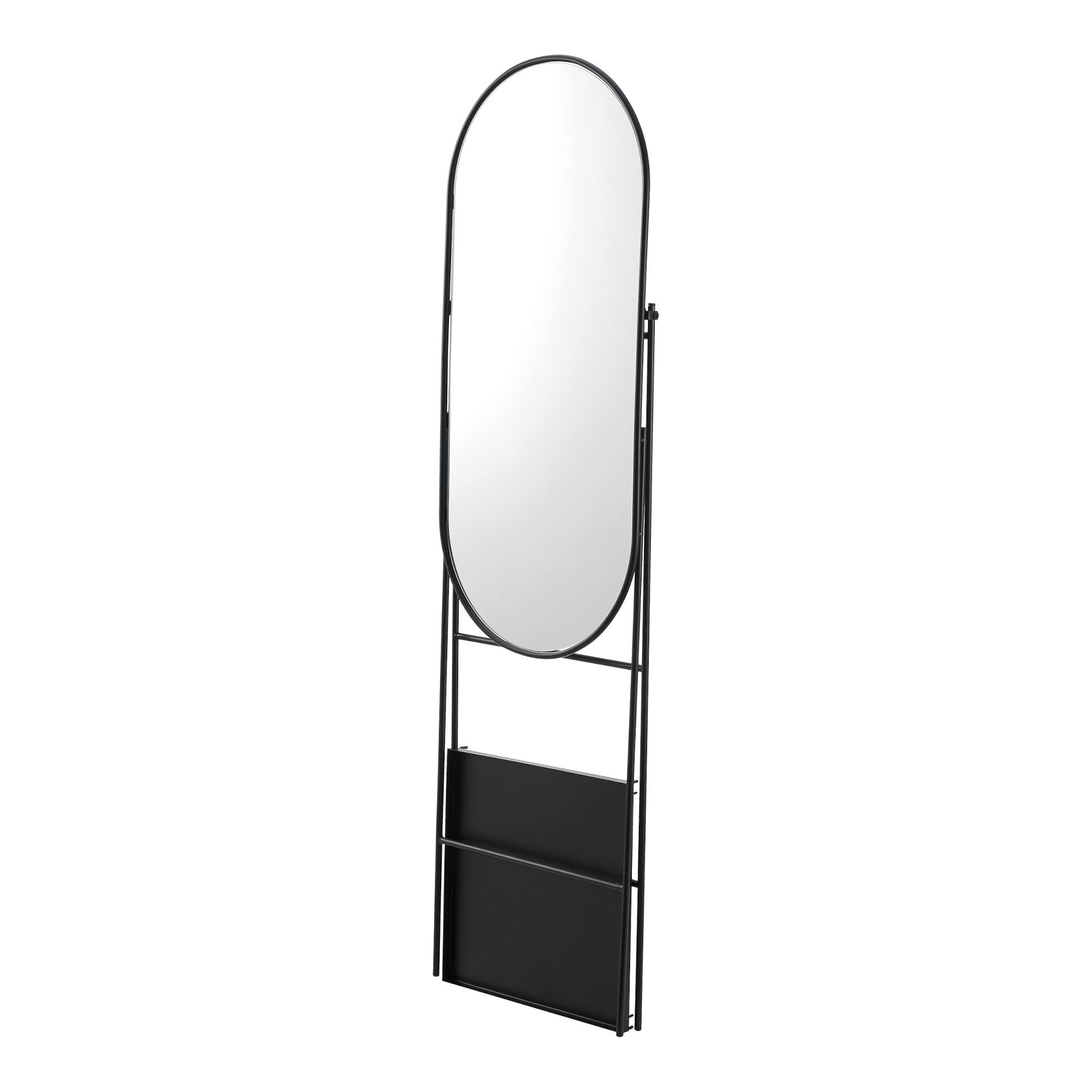 Schwarz Metallrahmen Ovaler cm 46 en.casa mit Spiegel »Perano« x 160 Standspiegel,