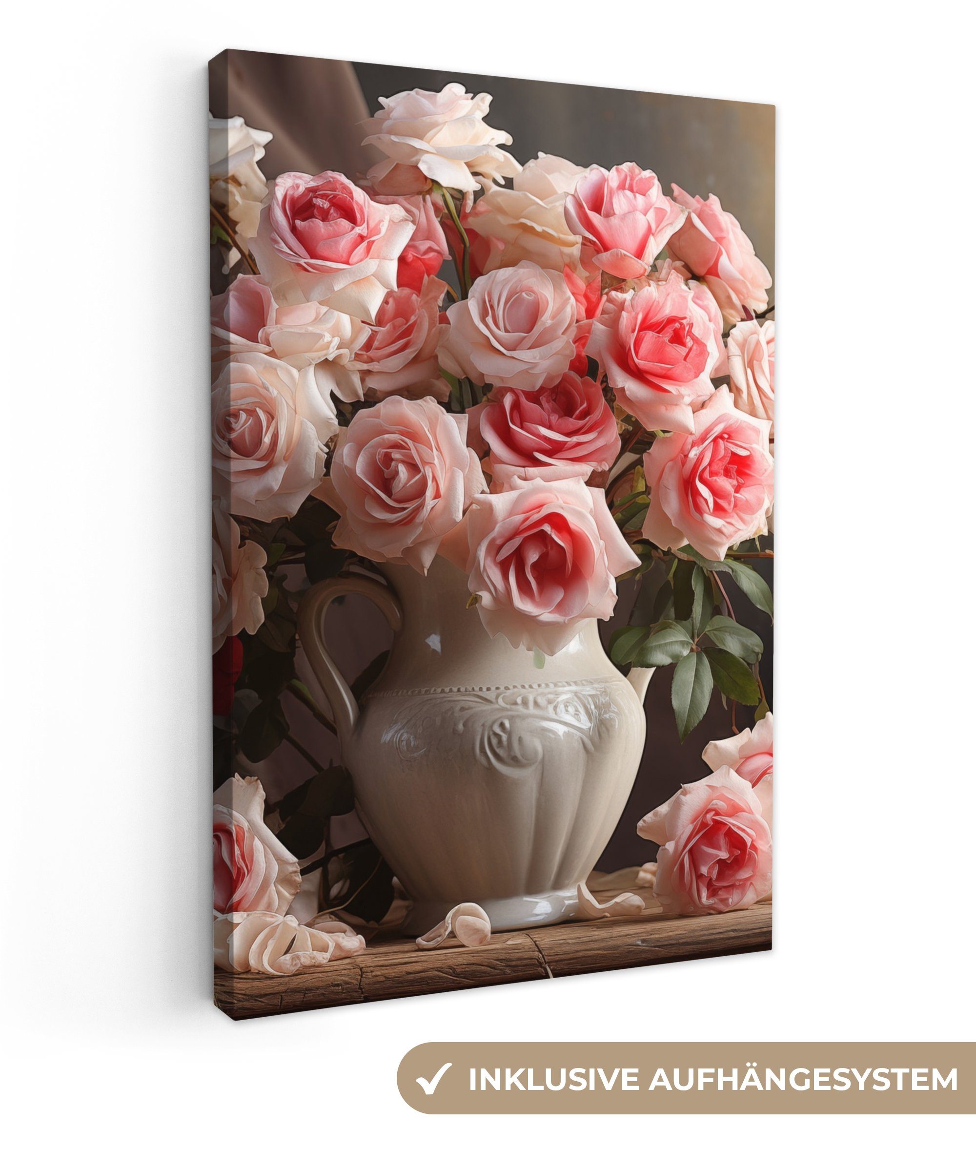 OneMillionCanvasses® Leinwandbild Blumen - Rosen - Vase - Stilleben - Blume günstig online kaufen
