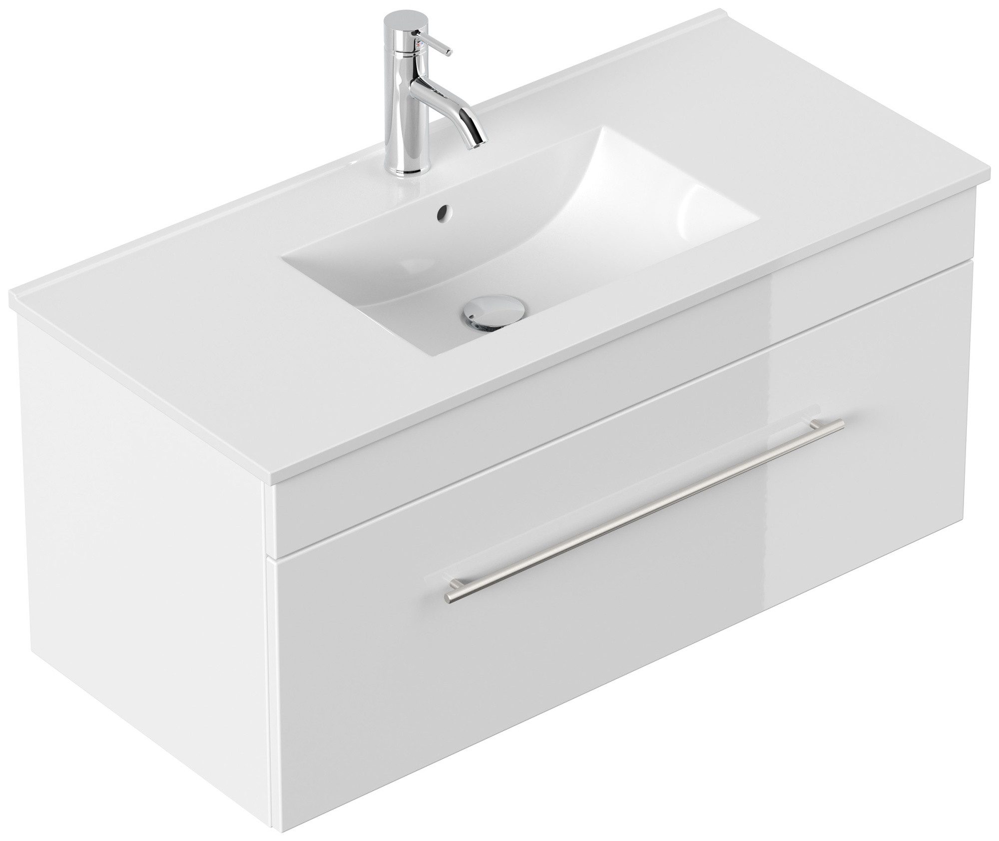 Magnolia Home Waschtisch Badmöbel Linea 100cm SoftClose weiß hochglanz