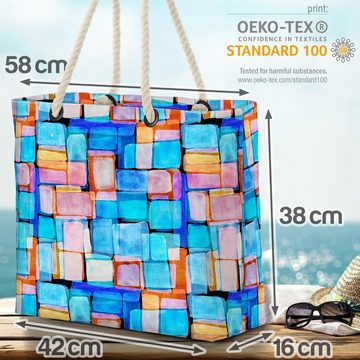 VOID Strandtasche (1-tlg), Colorful Squares Beach Bag mosaik viereck deko abstrakt geometrisch blocke