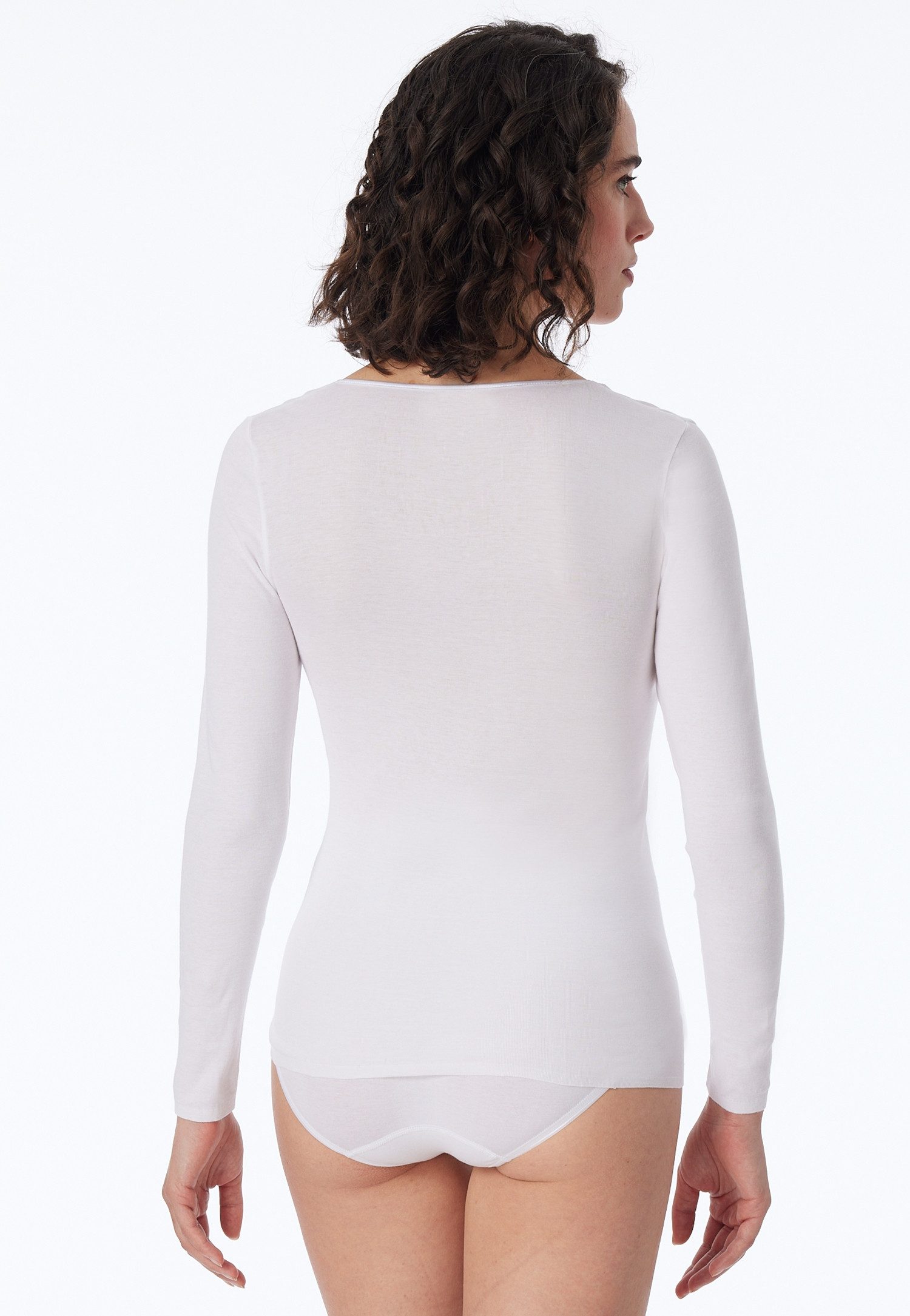 Schiesser T-Shirt Luxury runder, dezent schimmernder Halsausschnitt, langärmelig