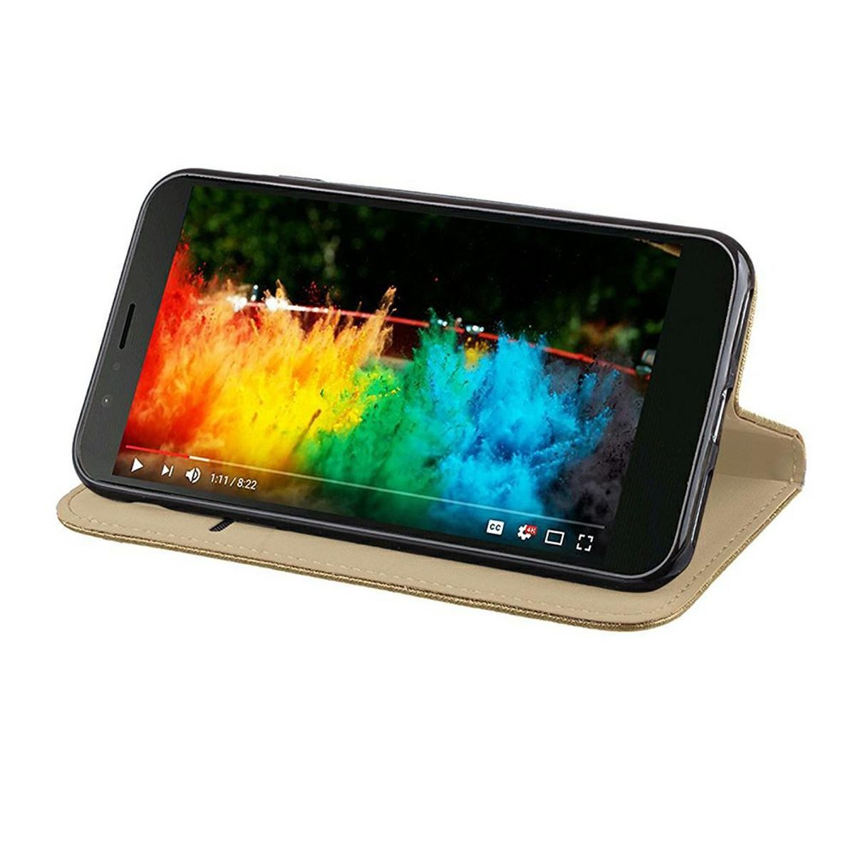 König Design Handyhülle Samsung Galaxy A72, Samsung Galaxy A72 Handyhülle Bookcover Gold