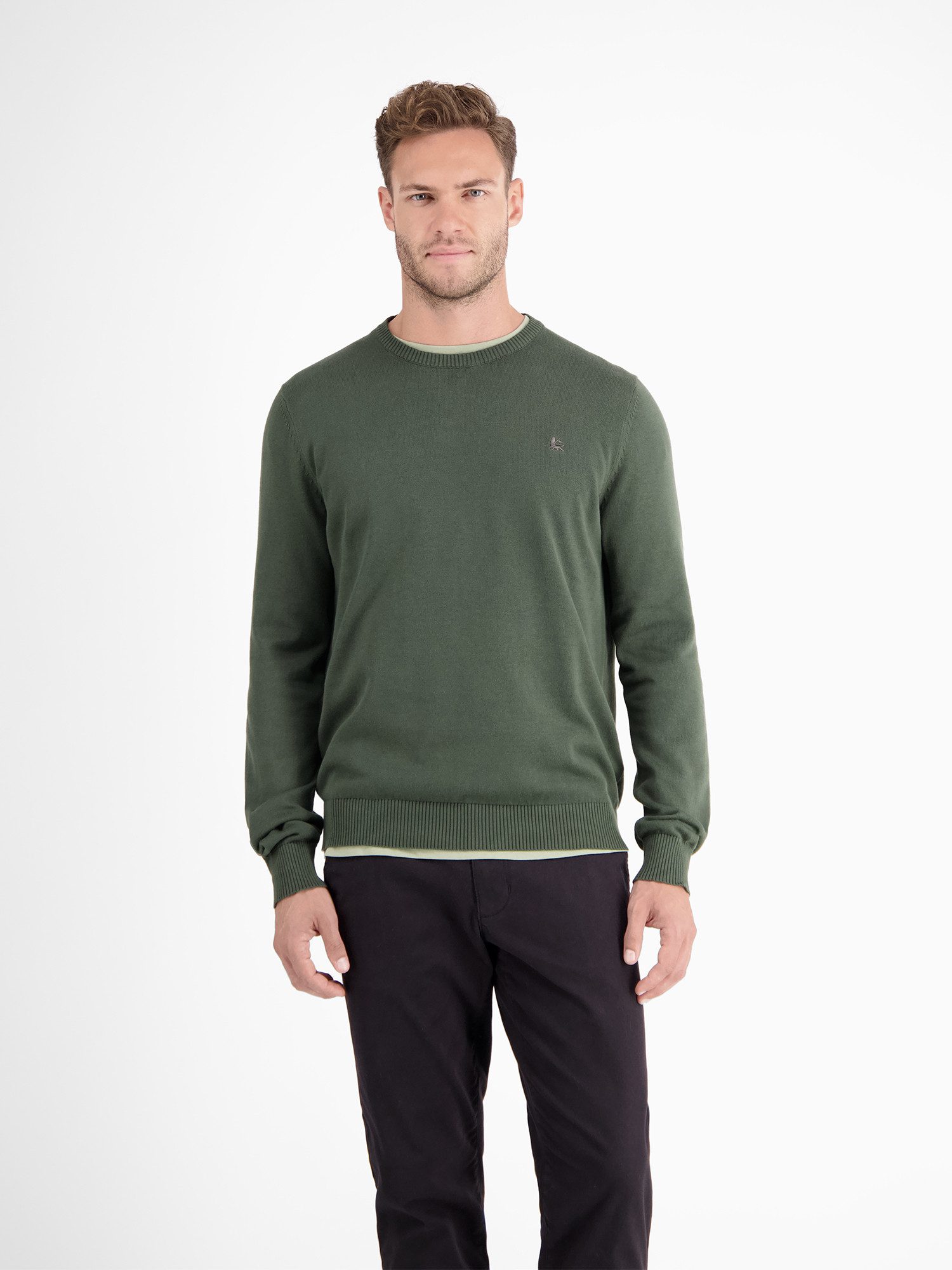Strickpullover Herren Strickpullover aus Baumwolle mit Crewneck Ausschnitt