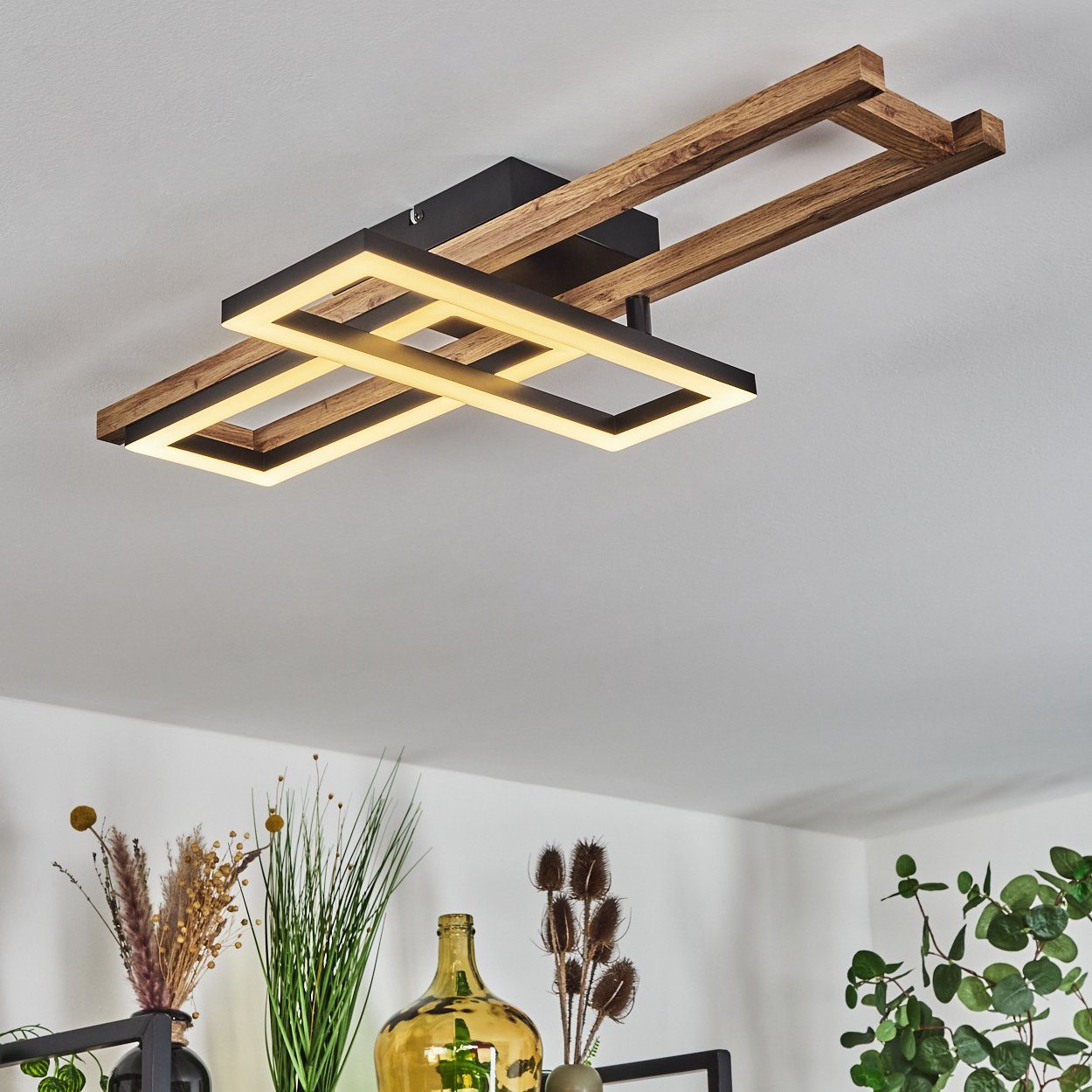 hofstein Deckenleuchte »Spartimento« Deckenlampe aus Metall/Holz günstig online kaufen