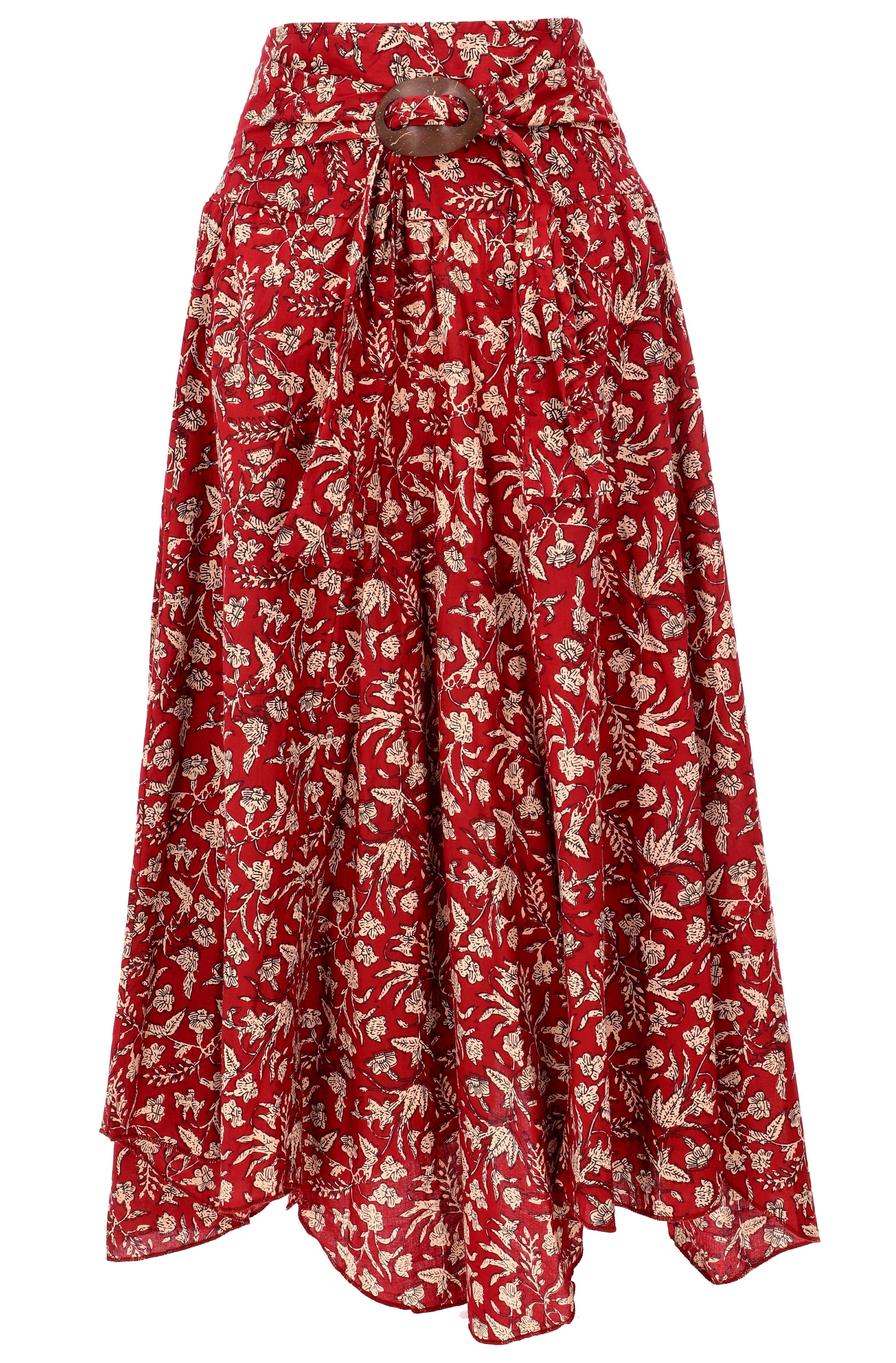 Guru-Shop Minirock Rock Boho chic mit Kokosschnalle, leichter.. alternative Bekleidung