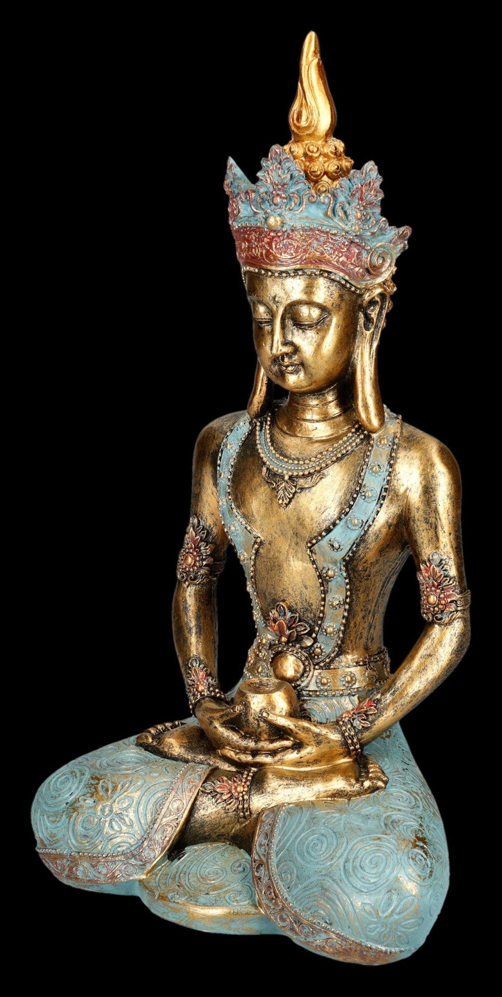 Figuren Shop GmbH Dekofigur Buddha Statue – asiatische Figur goldfarben für Meditation 34 cm Deko