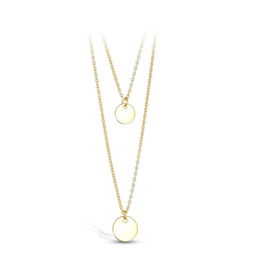 Kette mit Anhänger Kette mit runden Plättchen aus Edelstahl Damen gold