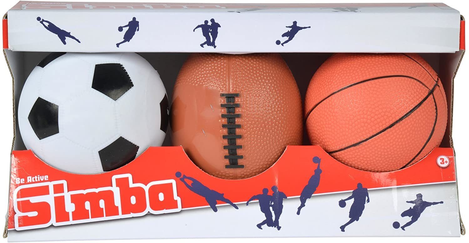 Spielball Simba Mini Spielbälle Set, 3 Stück Fußball, Basketball, Football Größe 9-10 cm