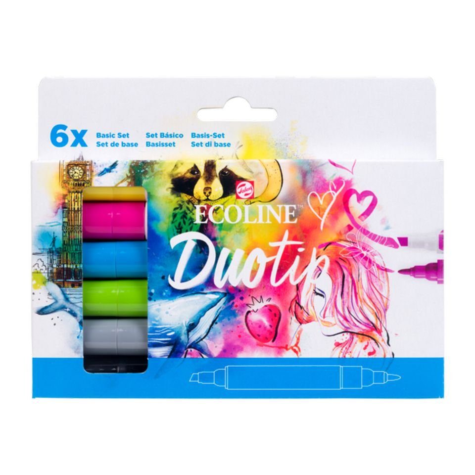 Talens Aquarellstifte mit Stiften Set 6 Duotip Ecoline Set Basis