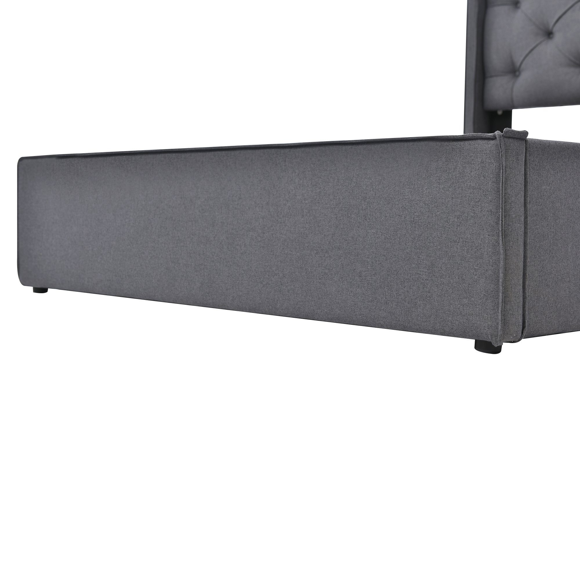 Boxspringbett (Polsterbett Doppelbett 160x200 cm mit edler Knopfheftung), Hydraulisches Funktionsbett mit Bettkasten und Lattenrost, Baumwolle