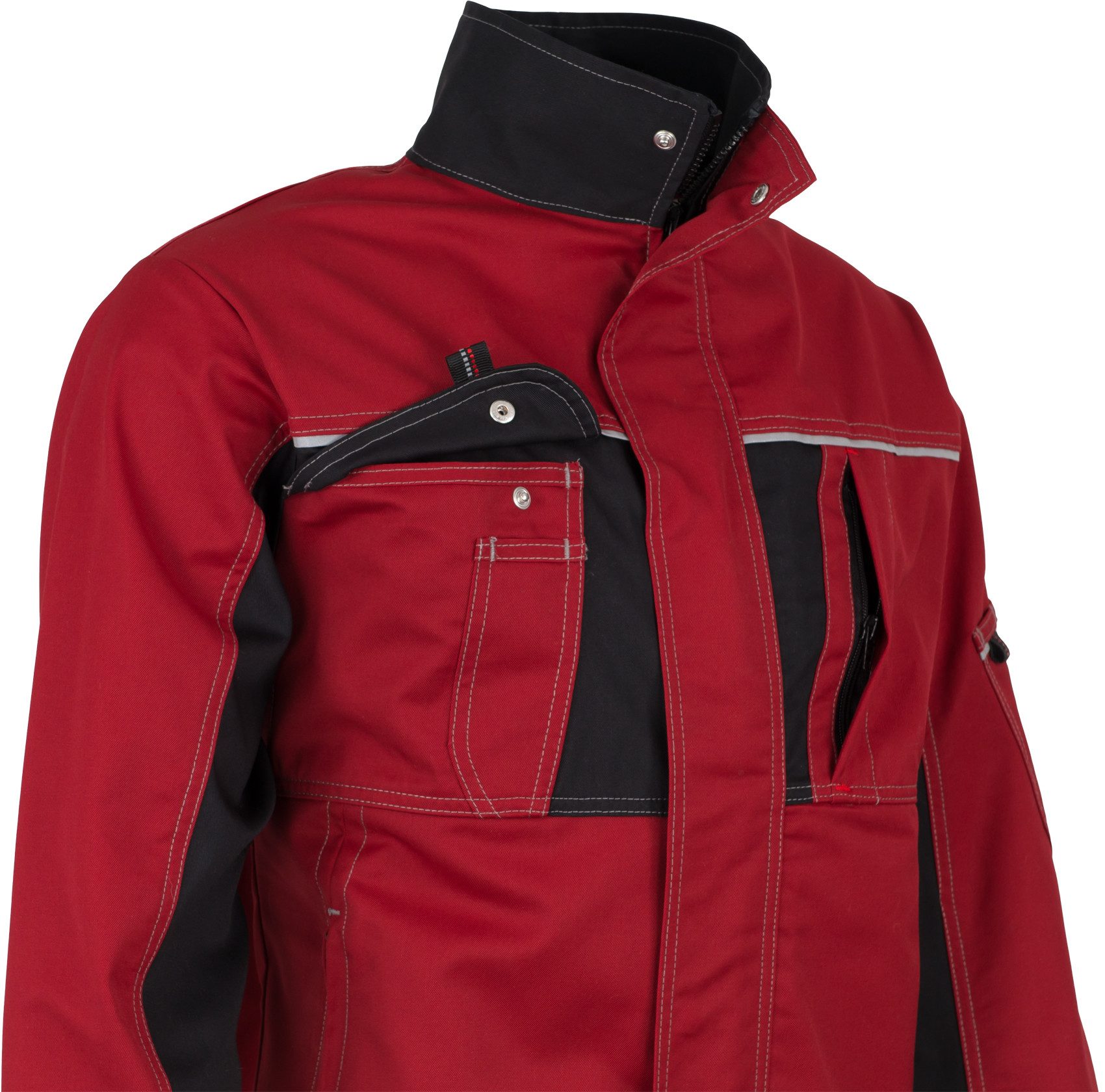 BEB Arbeitsjacke beb HANDWERK Herren Bundjacke INFLAME Polyestermix Rot/Schwarz