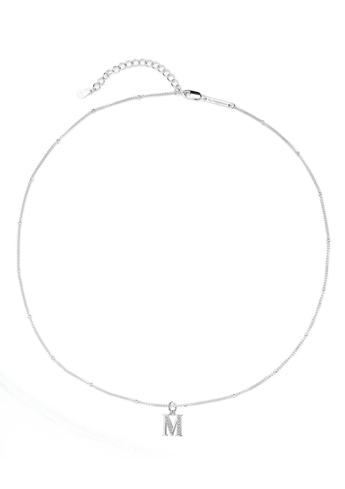 Hey Happiness Silberkette mit Buchstaben Anhänger A–Z, mit Zirkonia, 925 Si günstig online kaufen