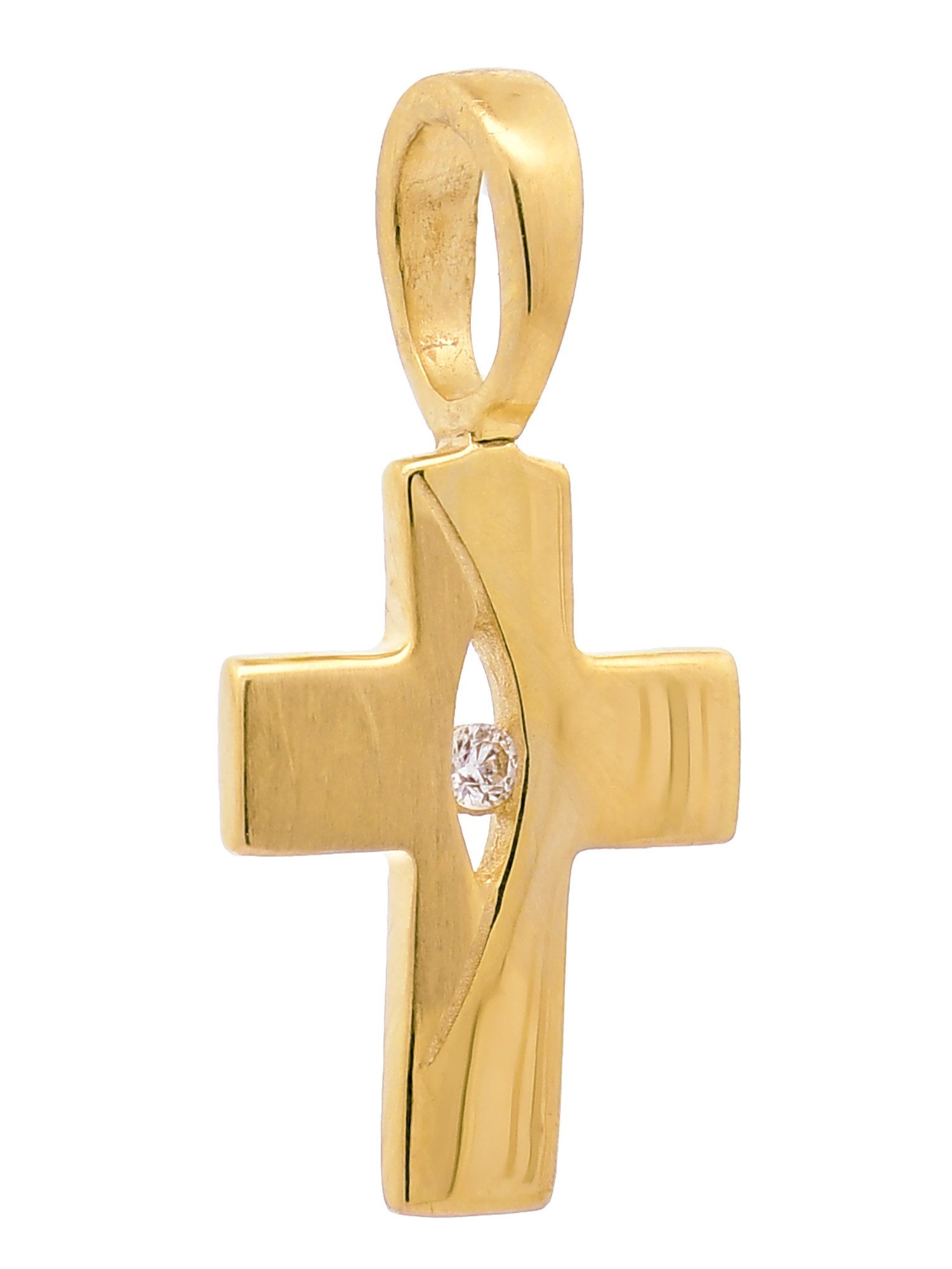 Kettenanhänger Kettenanhänger Gold Anhänger Kreuz Zirkonia massiv 333 - 8 Karat Gold