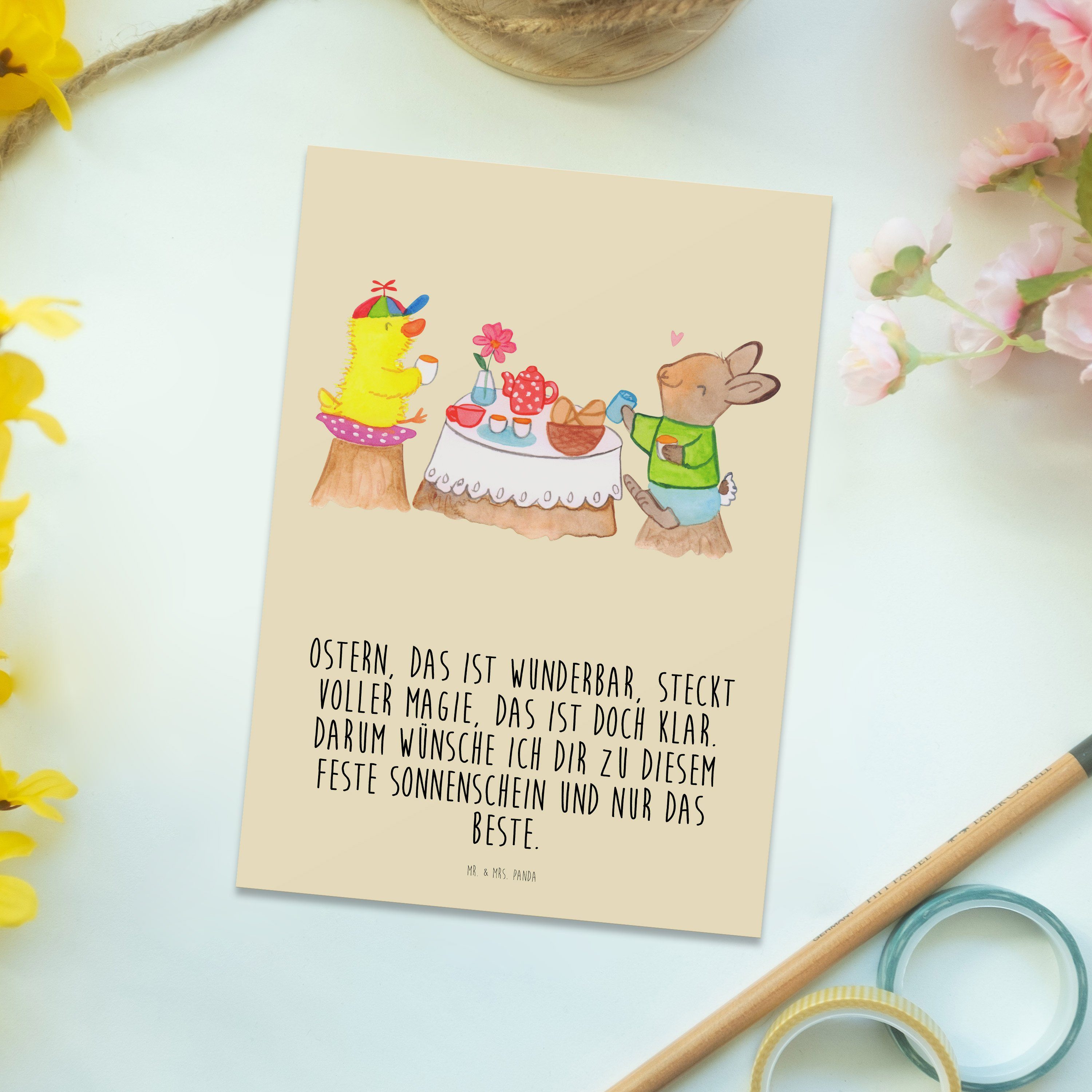 & - Blumig Panda Mrs. Osternest, Einladung, Mr. Geschenk, - Ostern Karte, G Postkarte Frühstück