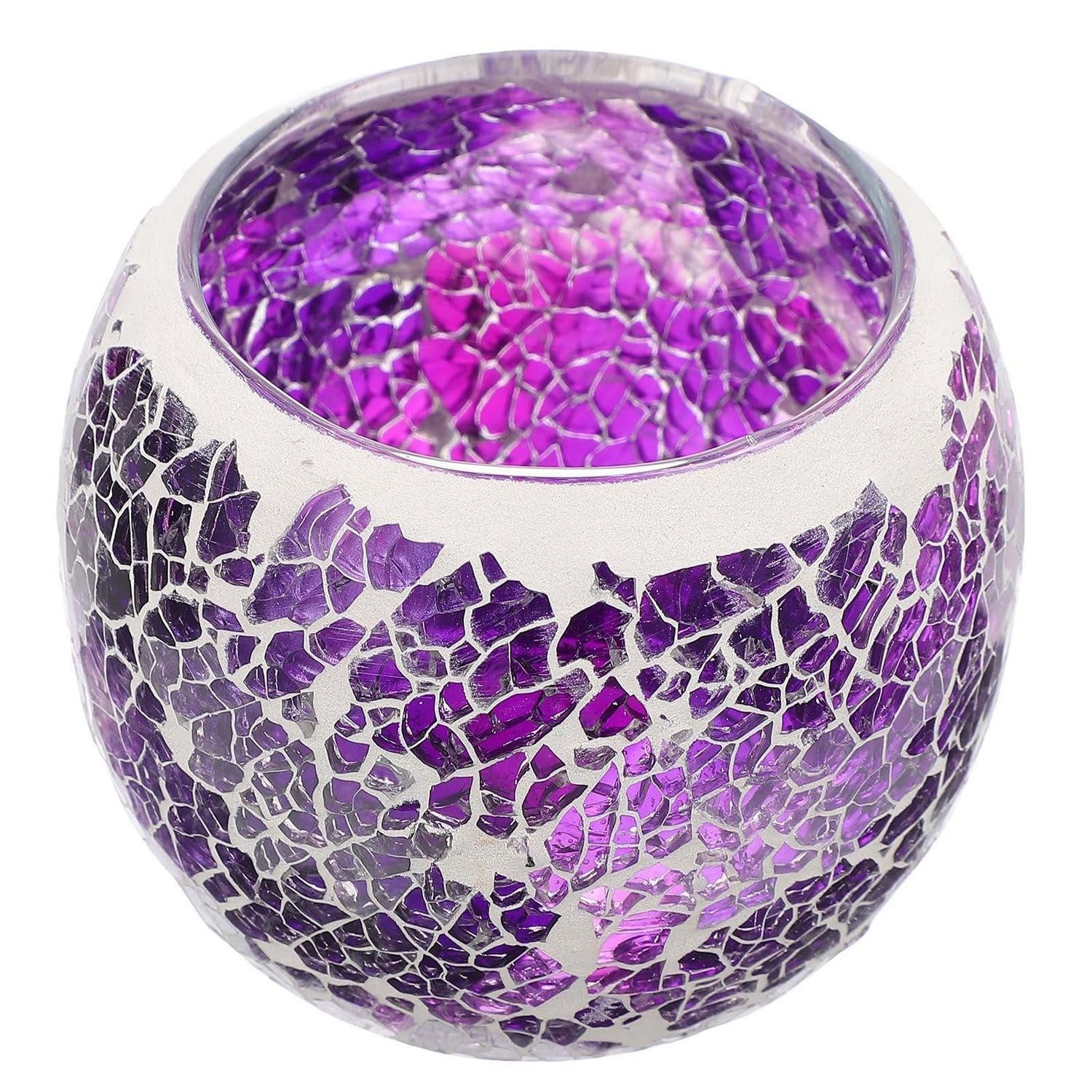 LuxusKollektion Windlicht Windlicht Mosaikglas Lila Vintage Europäischer Stil
