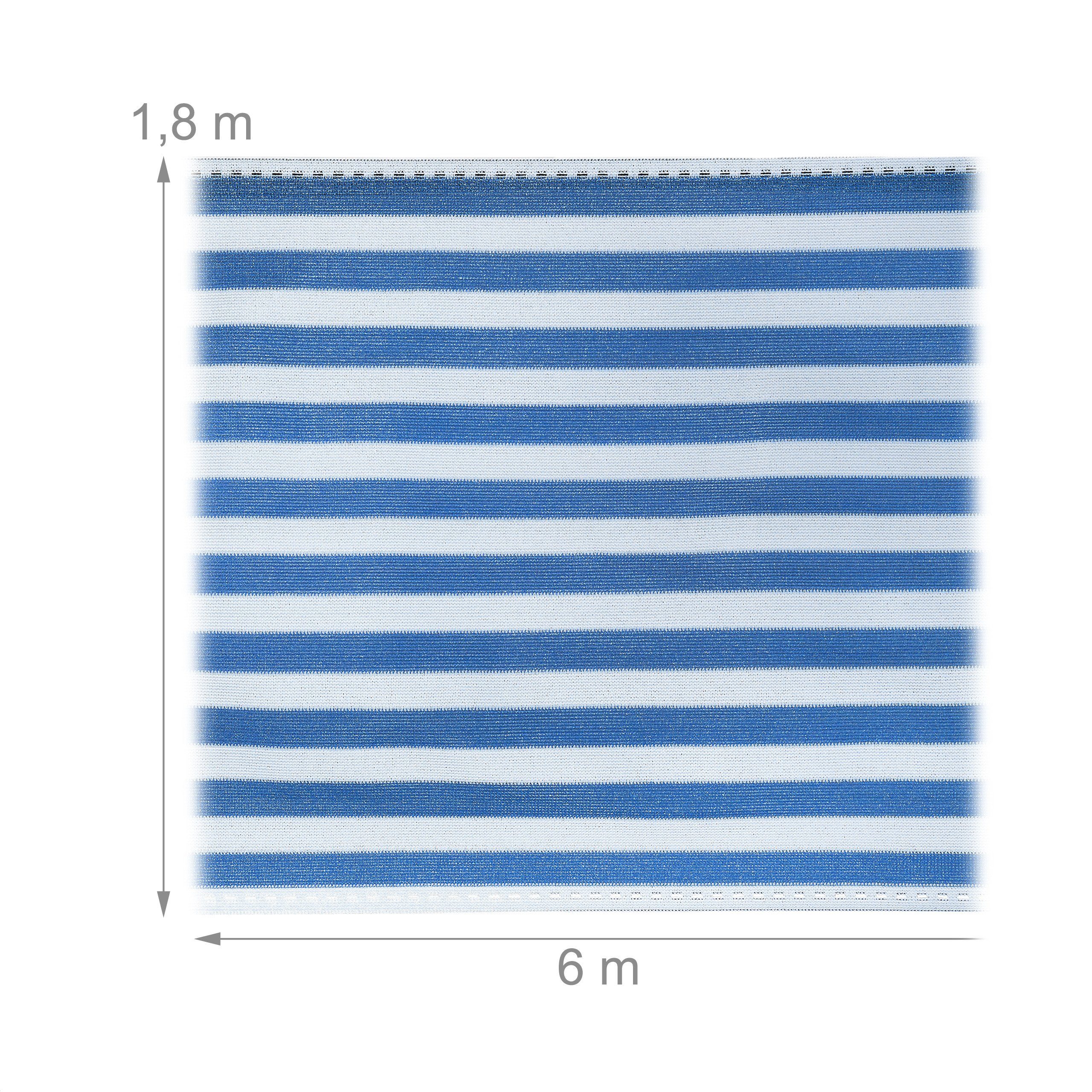 m relaxdays Zaunblende Meter blau-weiß, Blende hoch 6 1,8 1,8 x