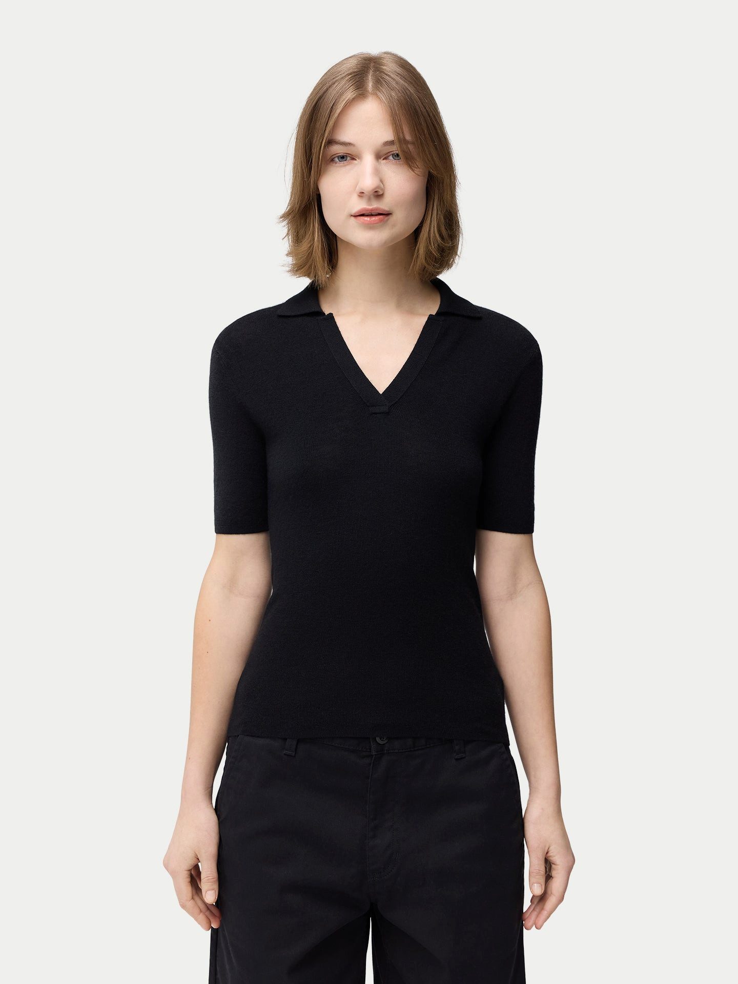 GOBI Cashmere T-Shirt Damen-Polo aus Kaschmir-Seide