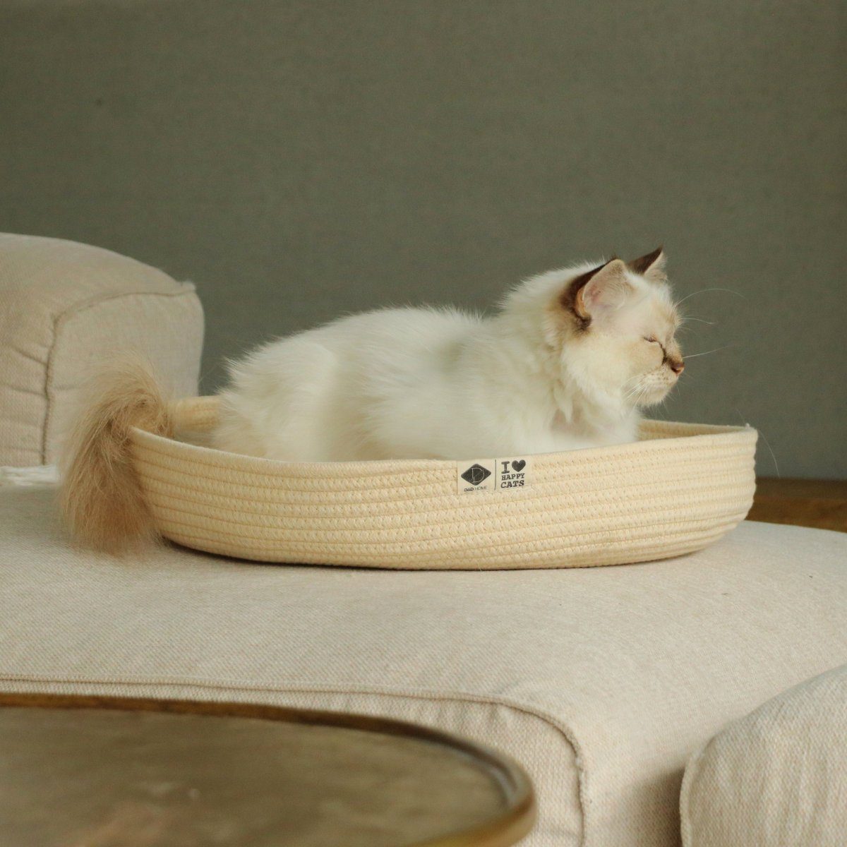 D&D Tierkorb Katzenkorb I Love Happy Cats Jess beige