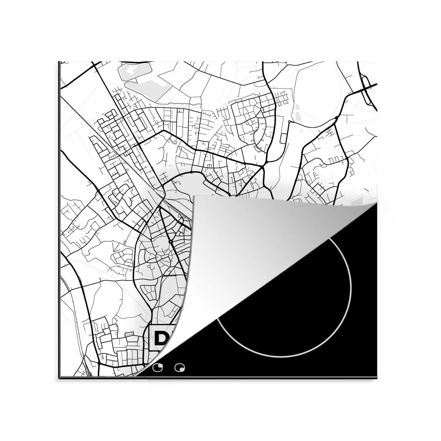 MuchoWow Herdblende-/Abdeckplatte Dinslaken cm, Vinyl, Karte 78x78 - Arbeitsplatte (1 Stadtplan, - Ceranfeldabdeckung, tlg), küche für
