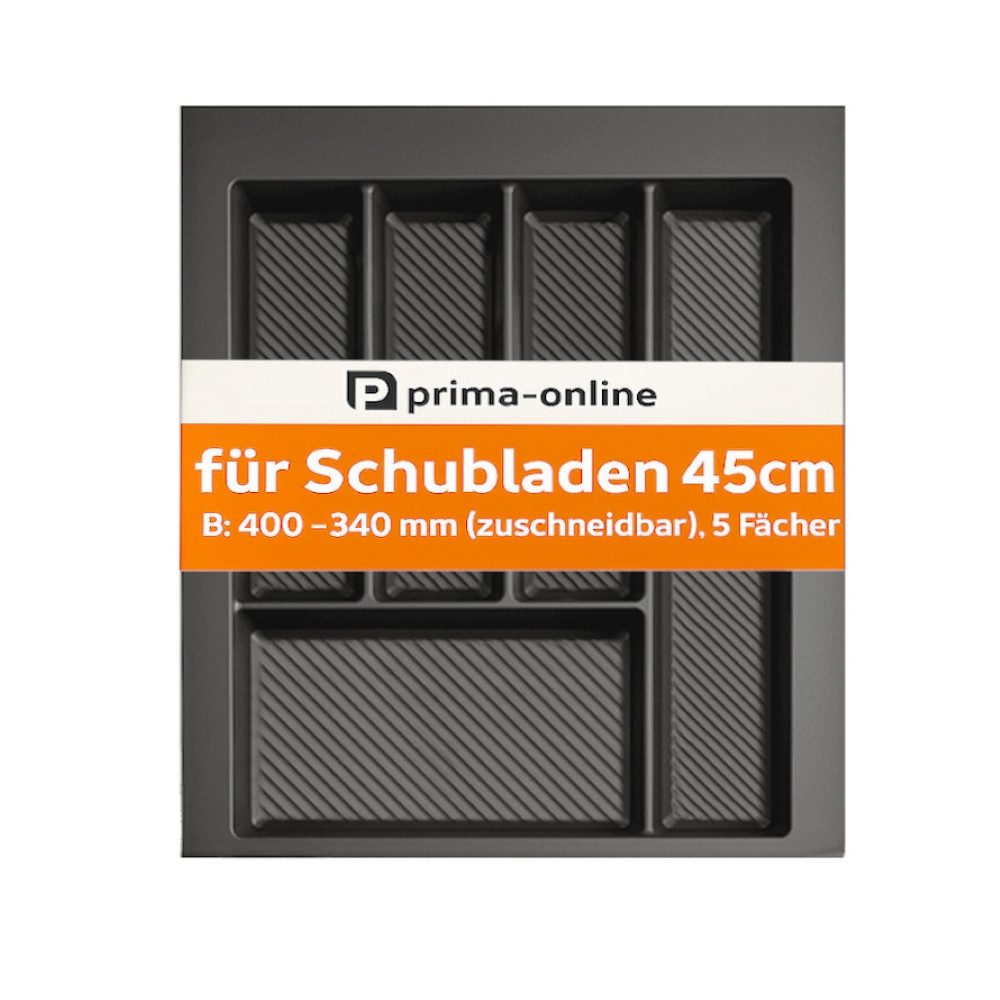 Prima-Online Besteckkasten Besteckkasten 45 cm zuschneidbar, Weiß & Graphit Schubladeneinsatz – Bild 3 von 5