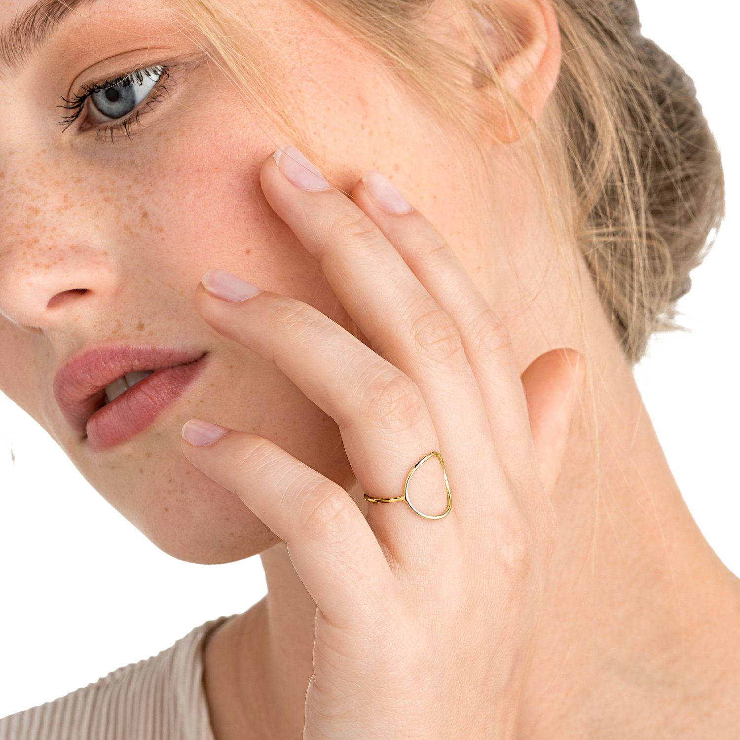 Noelani Silberring für Damen, Sterling Silber 925 vergoldet (Ring, 1-tlg)