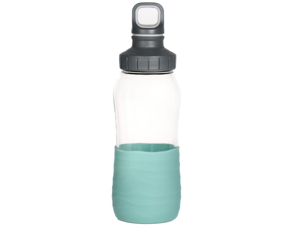 Emsa Trinkflasche Drink2Go Glas 0,5 L grün, mit Schraubverschluss, 100% dicht, spülmaschinenfest