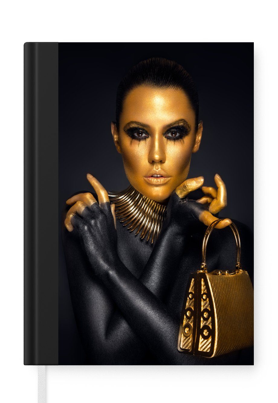 MuchoWow Notizbuch Make-up - Tasche - Gold - Luxus - Frau, Journal, Merkzettel, Tagebuch, Notizheft, A5, 98 Seiten, Haushaltsbuch