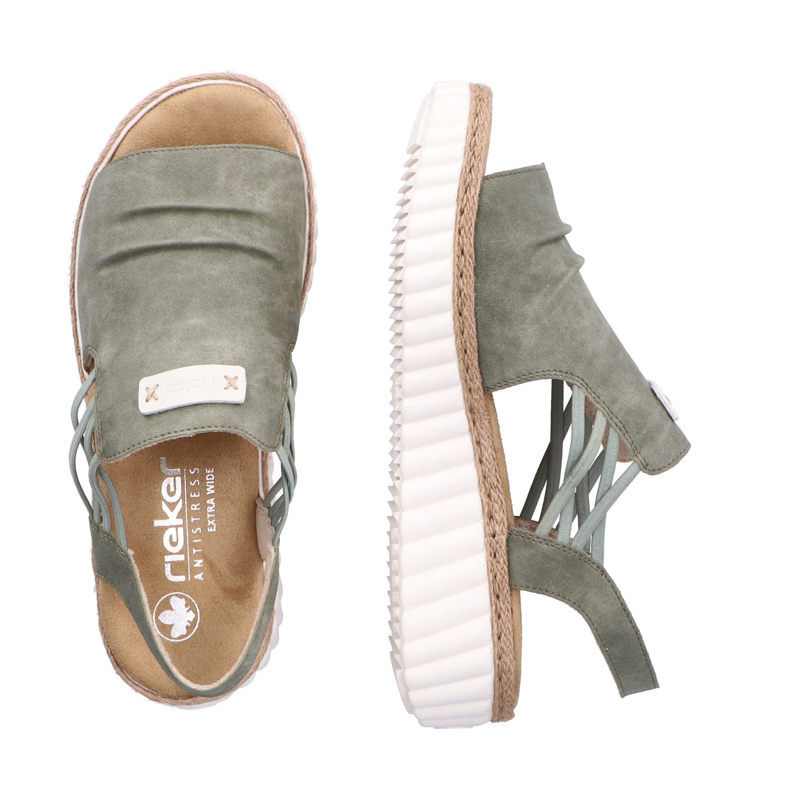 Rieker Plateausandale, Keilsandalette, Sommerschuh mit Juterahmen an der Laufsohle
