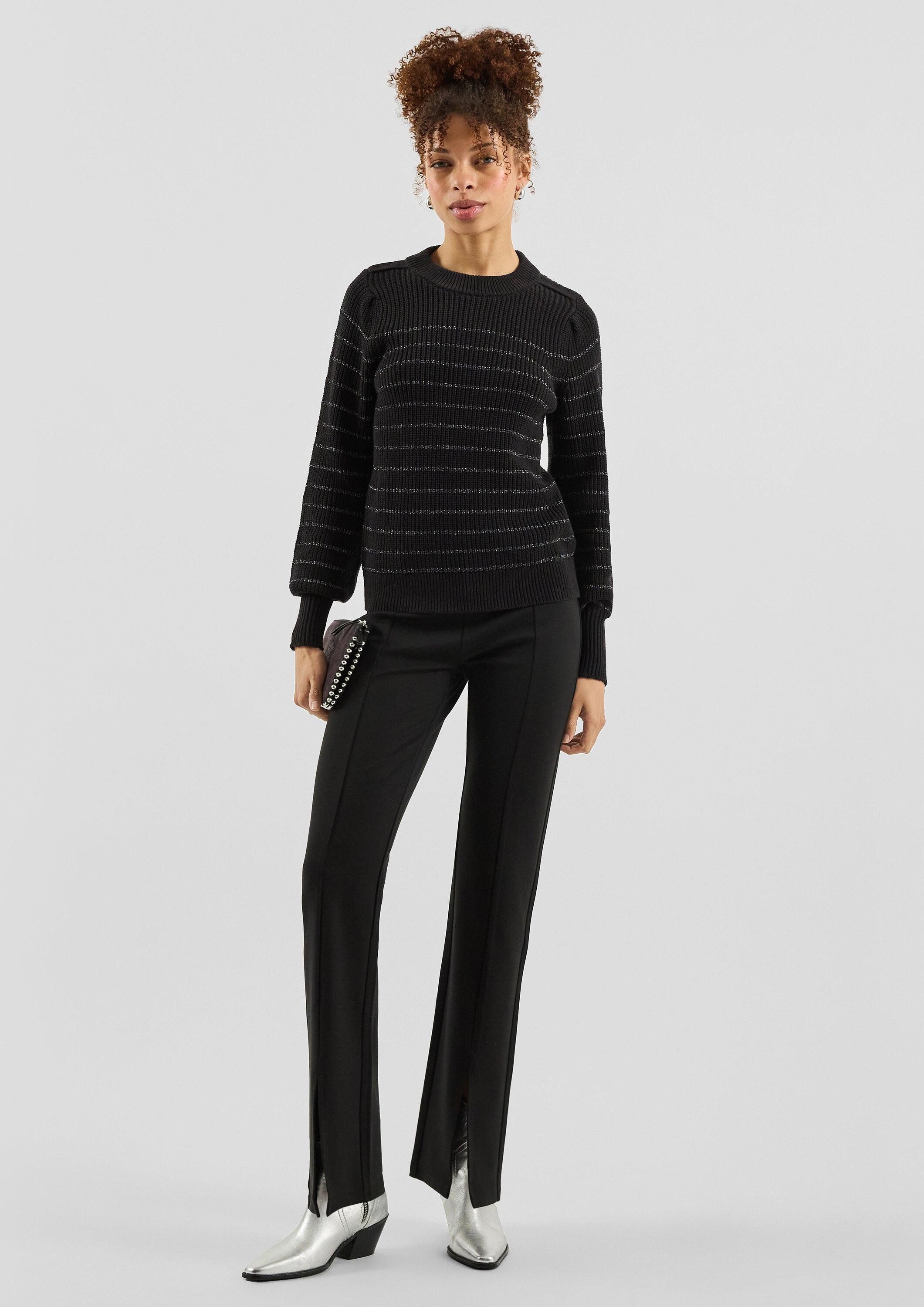 QS Longpullover Strickpullover Pullover mit Glitzergarnstreifen