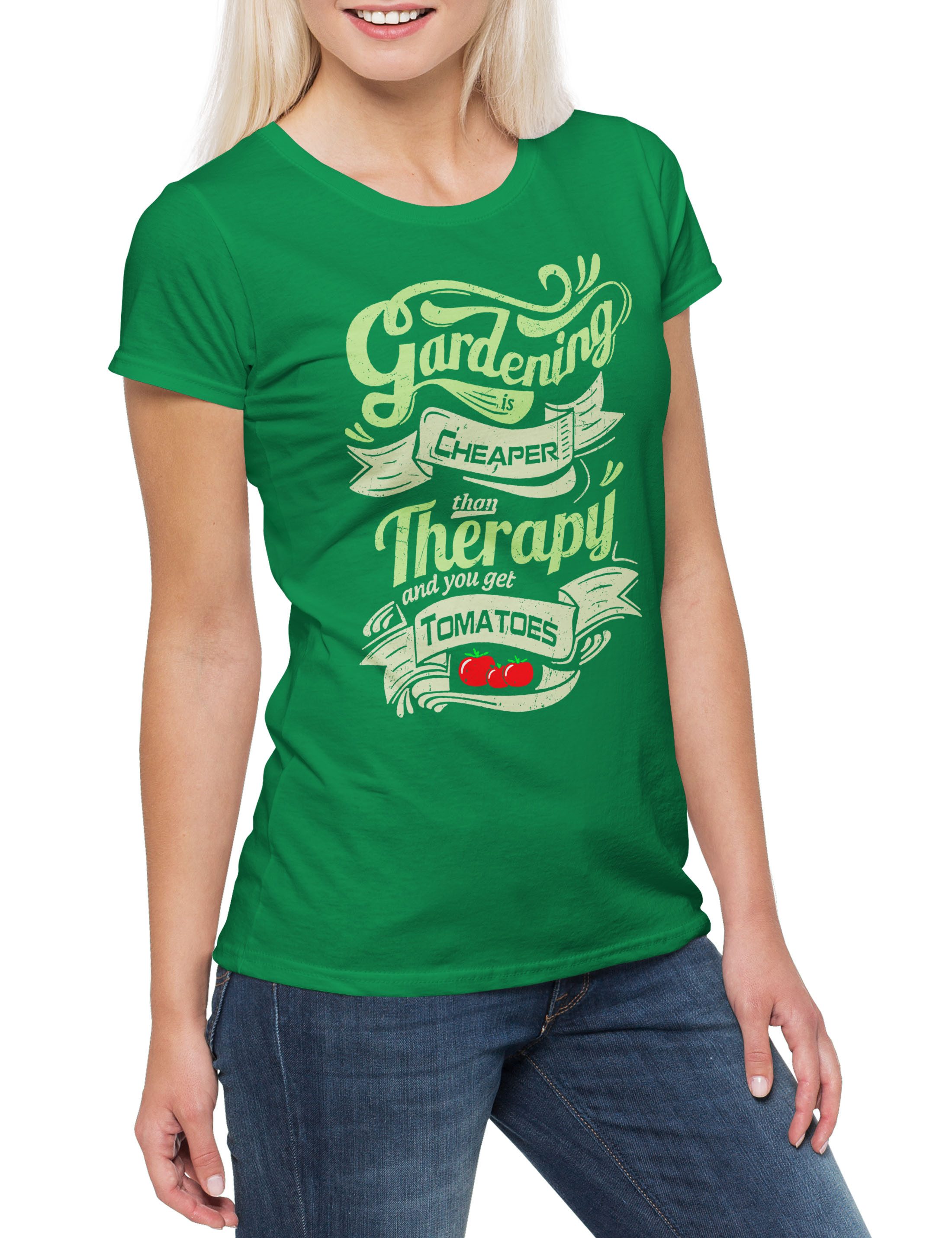 Print-Shirt Vintage Gardening Damen T-Shirt Vegetarian Vegetable Vegan Veganismus